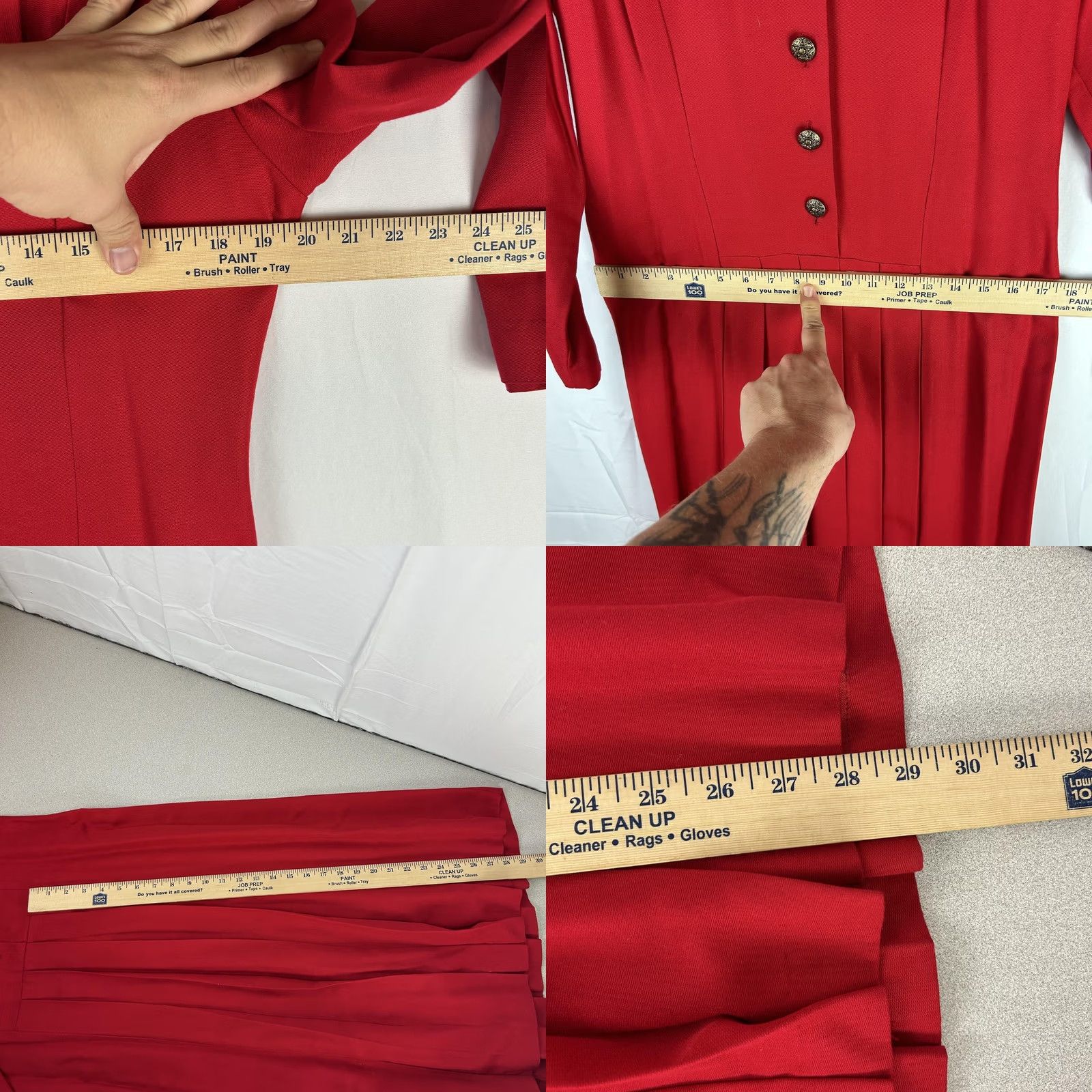 Talbots VINTAGE Talbots Donna Ricco Dress Womens 8 Red Long Sleeve Pleated Maxi 90s Size M / US 6-8 / IT 42-44 - 9 Thumbnail