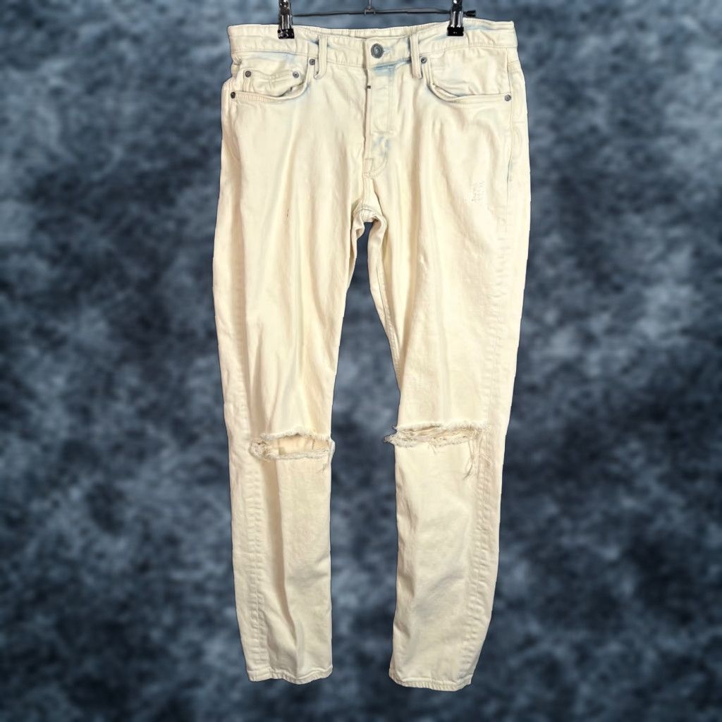 Allsaints AllSaints Jeans Slim Distressed White Denim 30 Mens 5-Pocket Rise Mid 10-12 Inseam 32 Regular Vintage No Pattern Solid Cotton Blend Shirt? Size US 30 / EU 46 - 1 Thumbnail