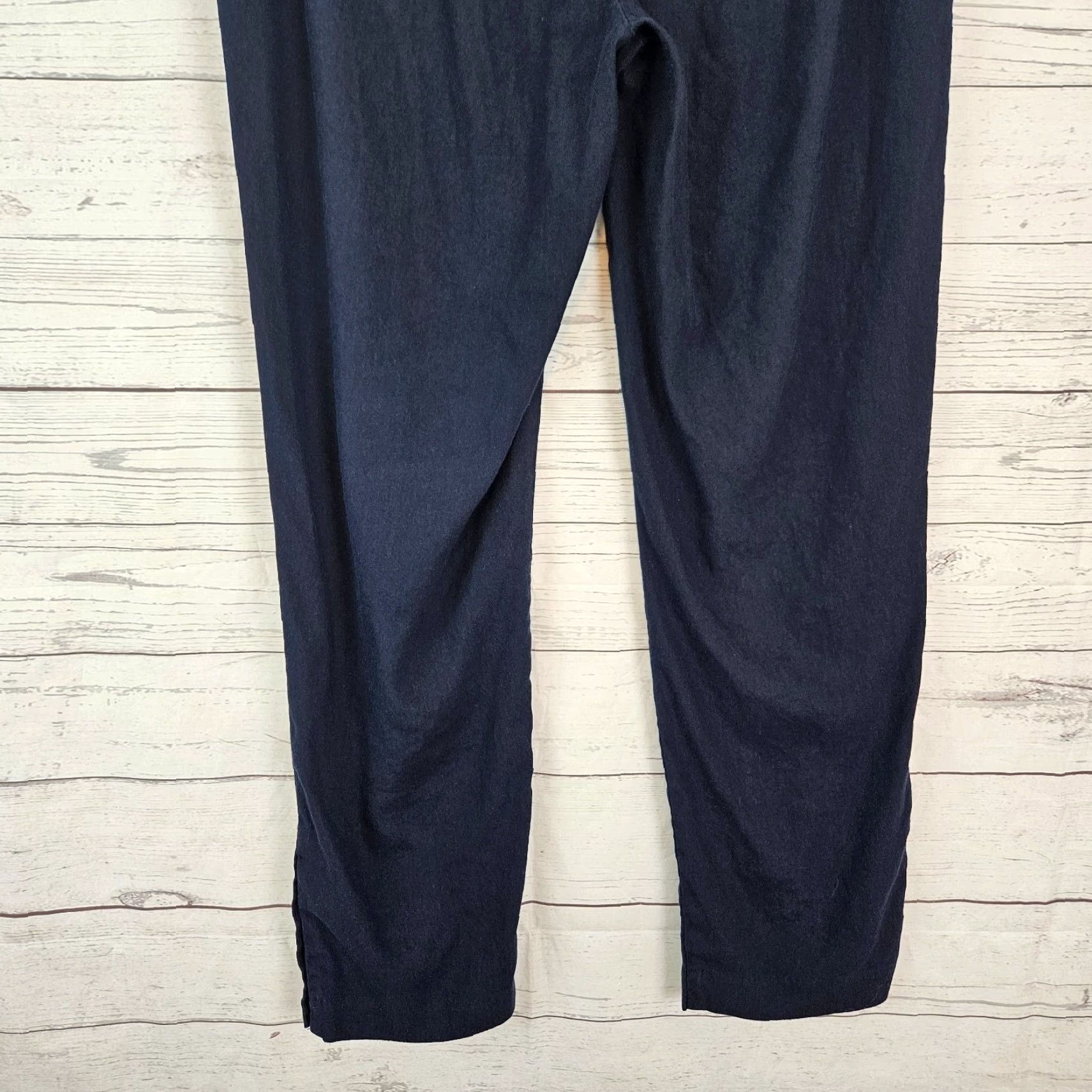 J. Jill VINTAGE J Jill Womens Linen Stretch Crop Pants Sz M Tall Blue Side Zip Mid Rise Size 32" / US 10 / IT 46 - 6 Thumbnail