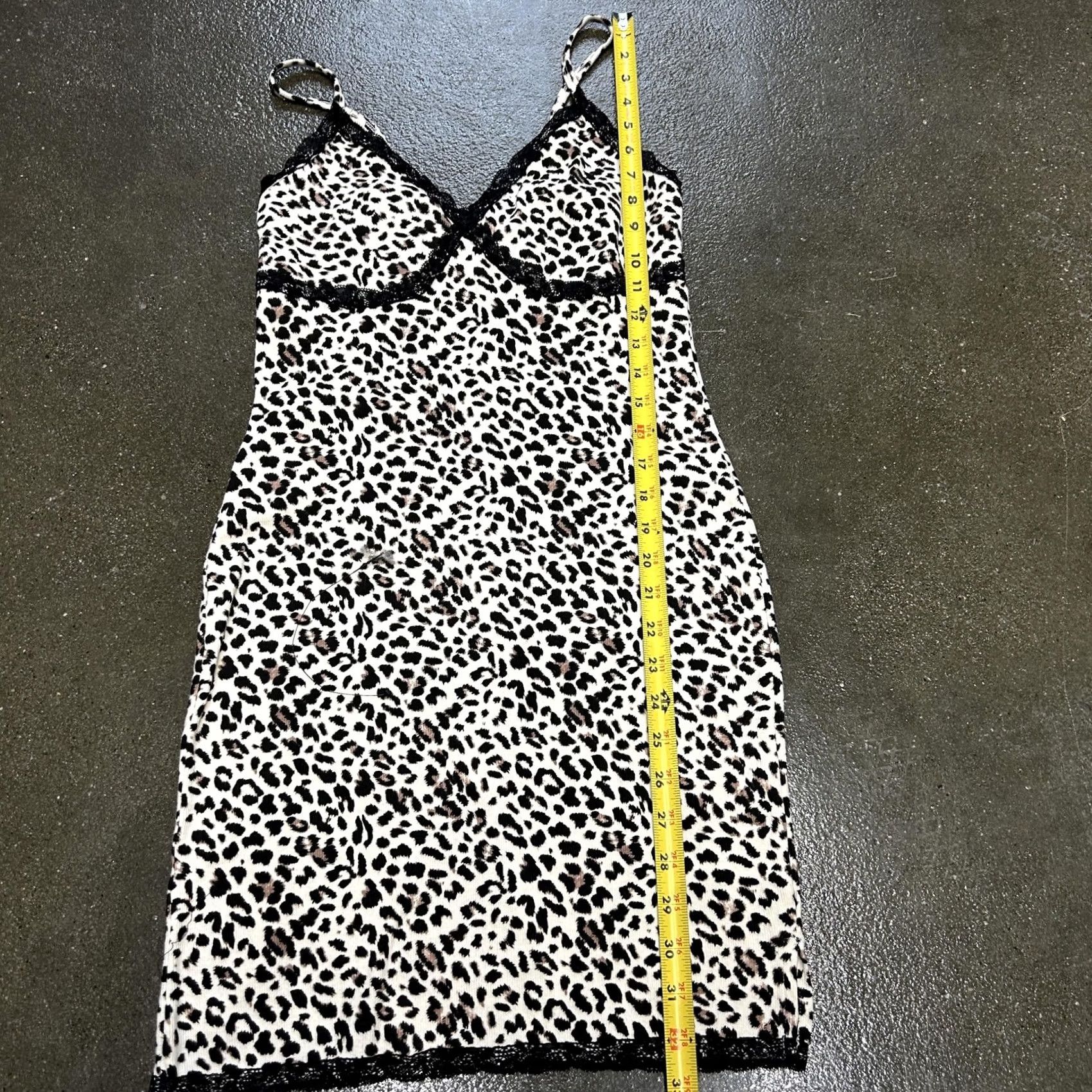 Vintage Wild Fable Dress Womens Medium Leopard Print Lace Trim Bodycon Slip Mini Cami Size M / US 6-8 / IT 42-44 - 2 Thumbnail