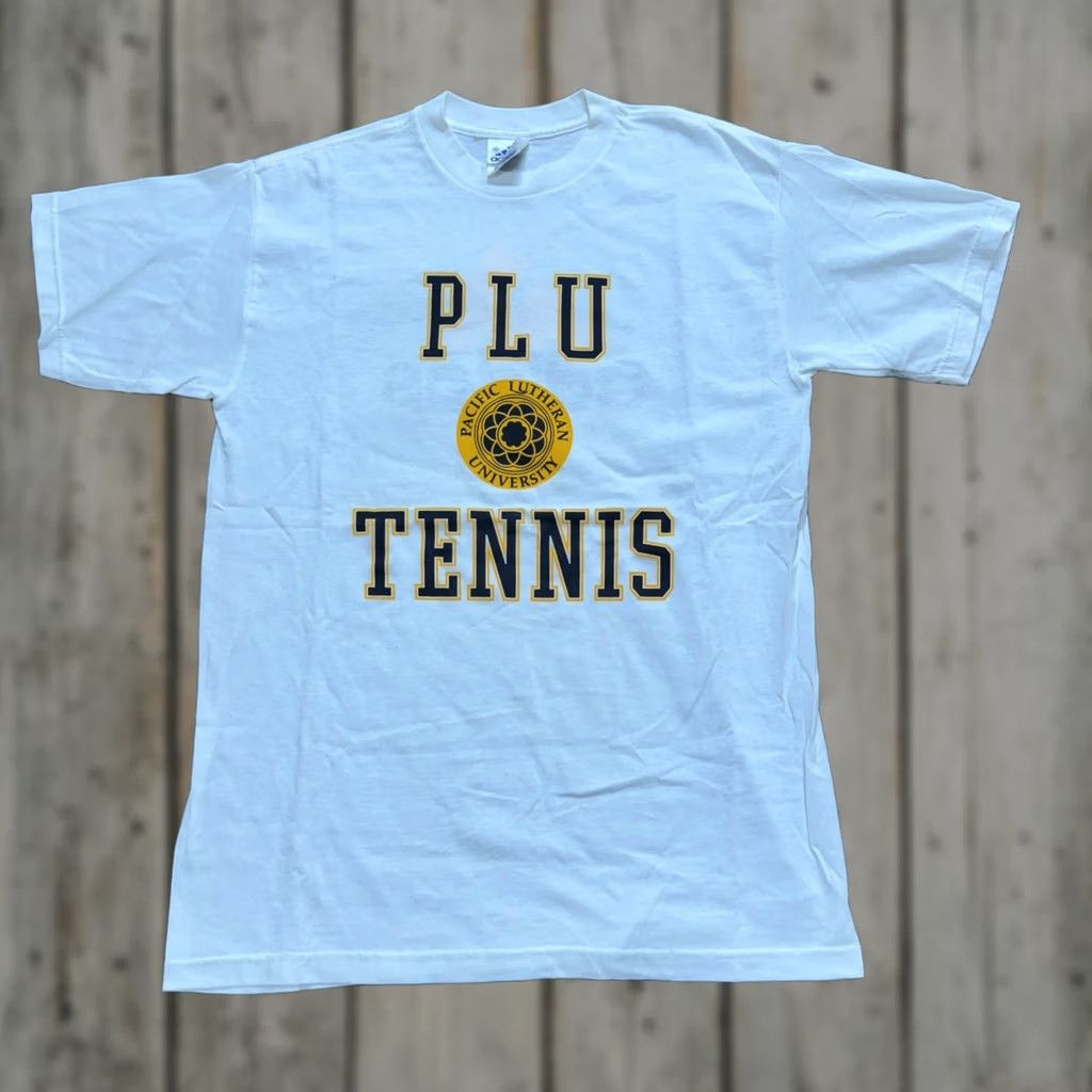 Adidas VTG Adidas Tennis T-shirt Mens M Shite Yellow Y2K 90s PLU University Shirt Size US M / EU 48-50 / 2 - 1 Thumbnail