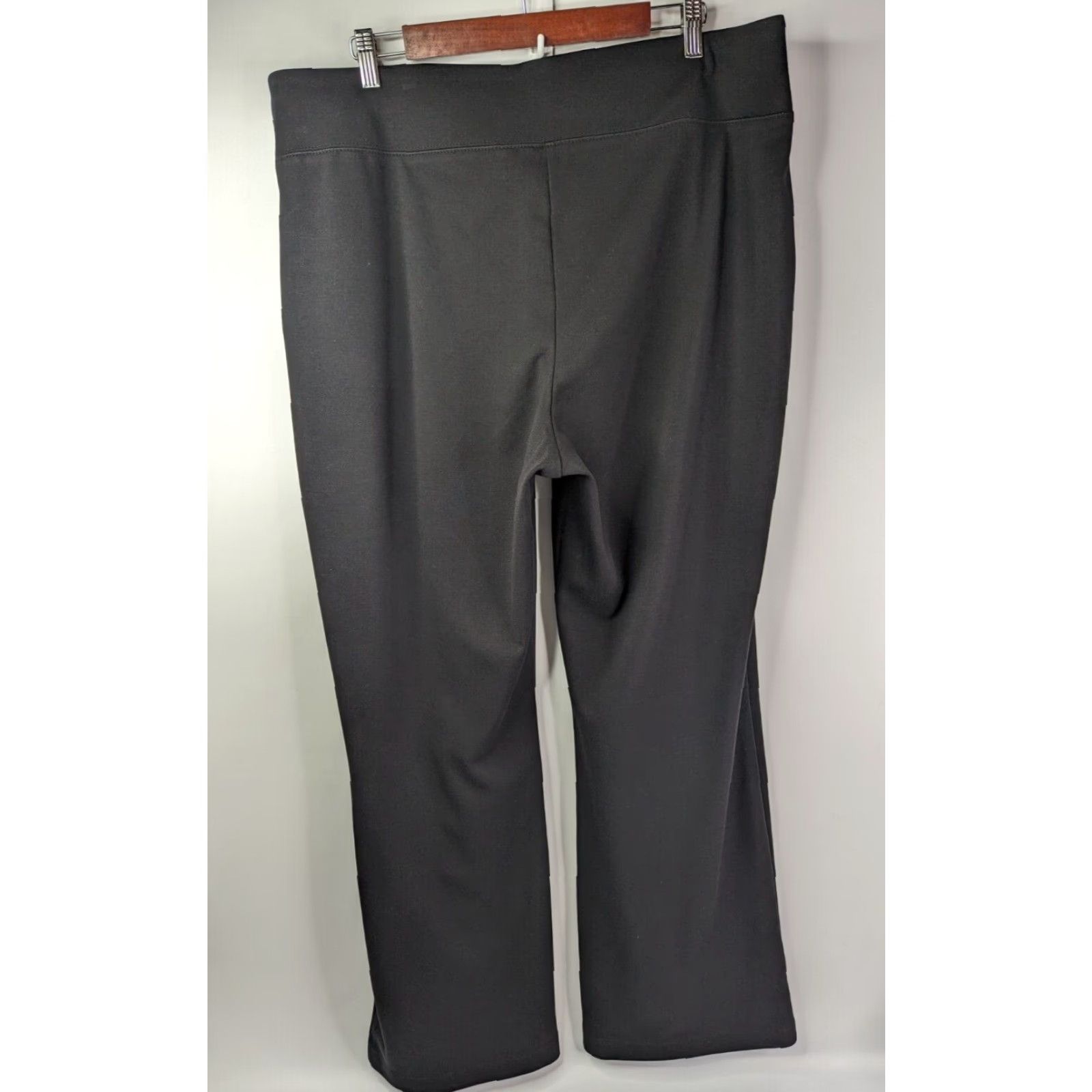 Vintage Susan Graver Pants Women's XL Lounge Pull On Black Solid Stretch Casual Straight Vintage? No. Size 40" / US 18 - 4 Thumbnail