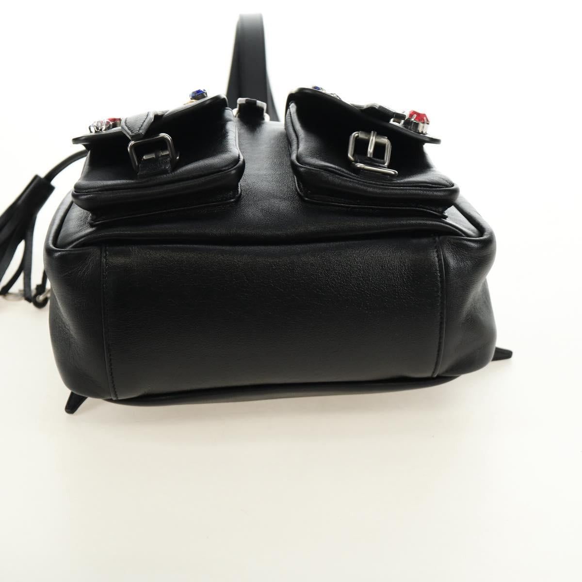 Saint Laurent Paris SAINT LAURENT Backpack Leather Black Silver Auth 185905SM - Size ONE SIZE - 5 Thumbnail