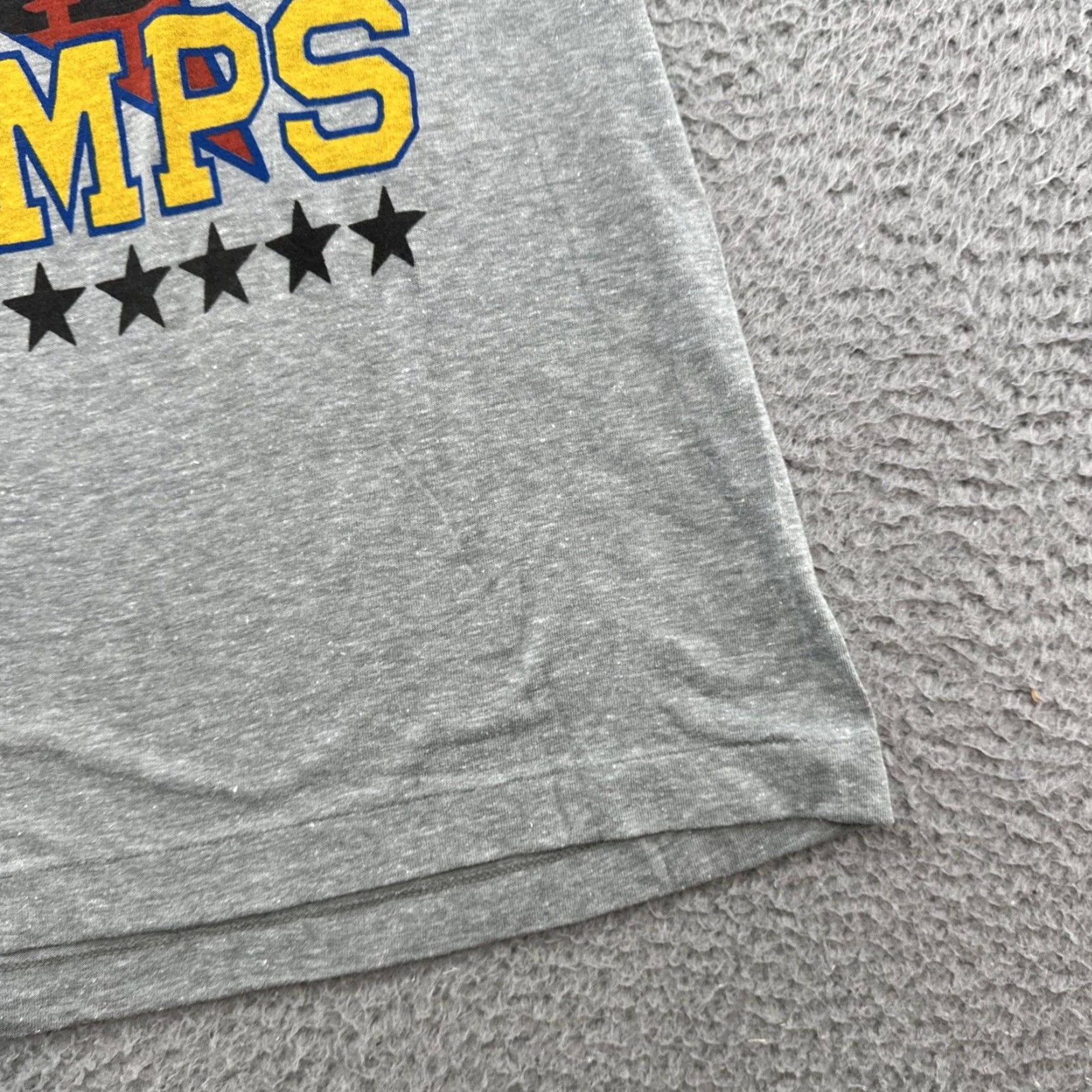 NBA VINTAGE Detroit Pistons 1989 NBA Champions T-Shirt Size Medium Single Stitch Gray Men Shirt 80s 90s Sports Pistons Mens Size US M / EU 48-50 / 2 - 7 Thumbnail