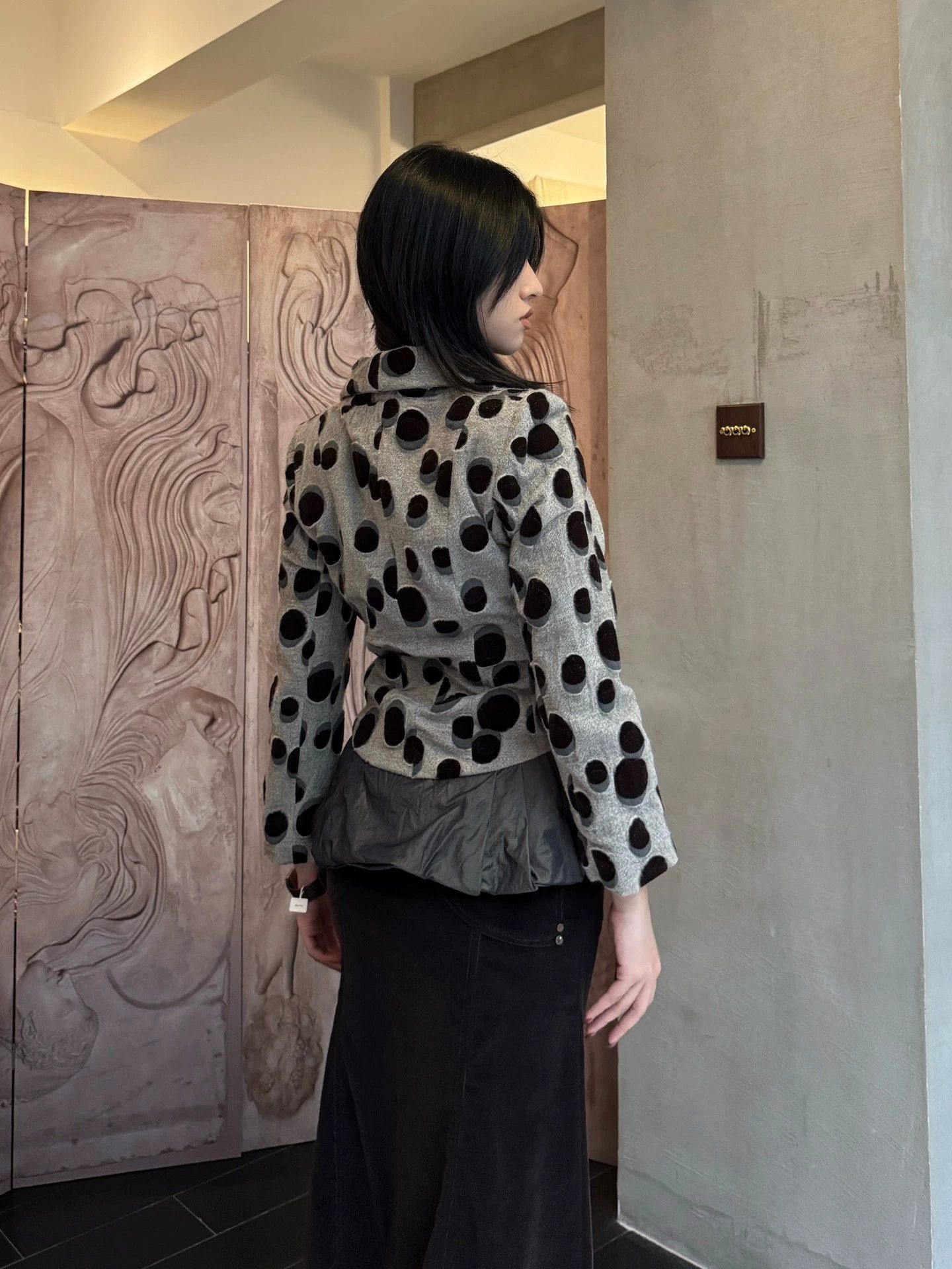 Other Italian Round Neck Polka Dot Waist Paneled Jacket Size M / US 6-8 / IT 42-44 - 5 Thumbnail