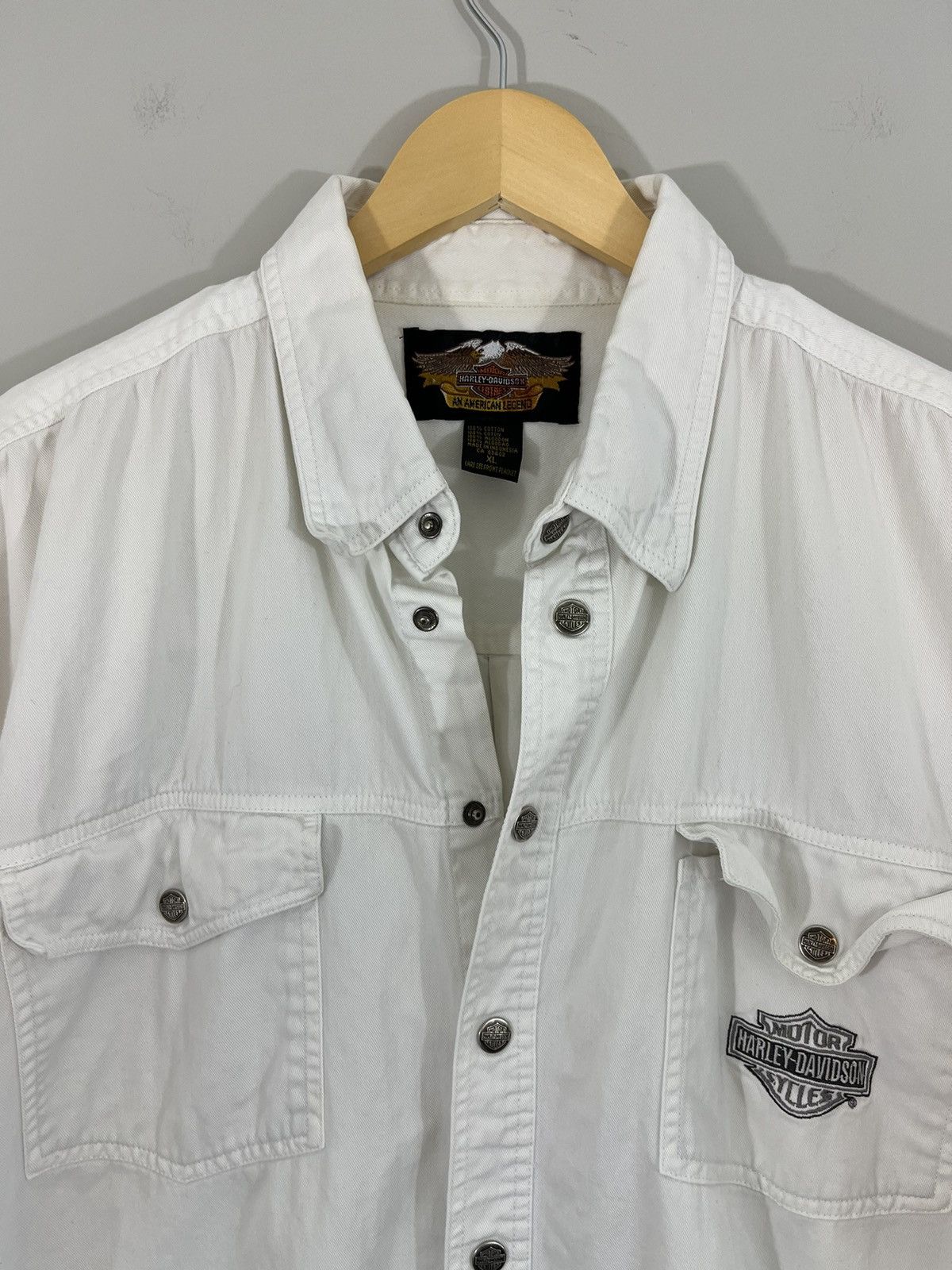 Vintage Harley Davidson Snap Down Distressed Moto Shirt Size US XL / EU 56 / 4 - 4 Thumbnail