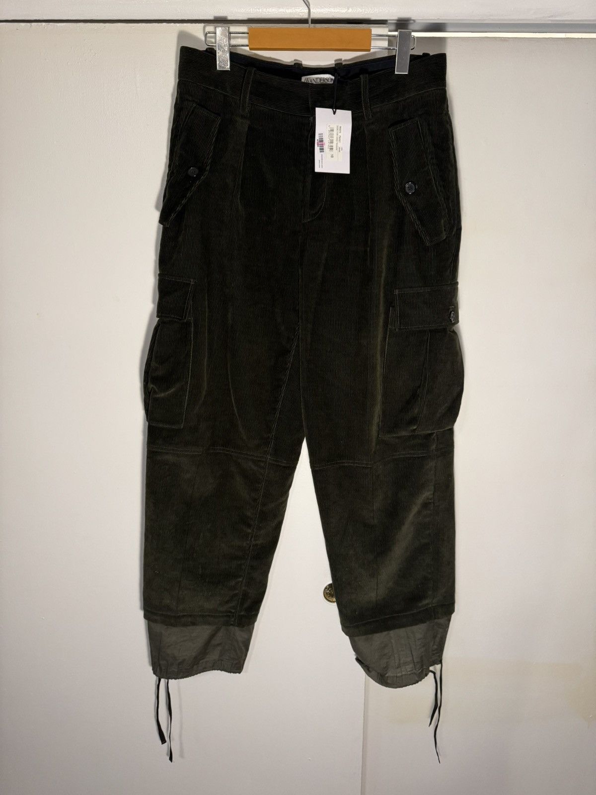 JW Anderson J. W. Anderson Double Hem Cargo Trousers Velvet Green Khaki Size US 31 - 1 Thumbnail
