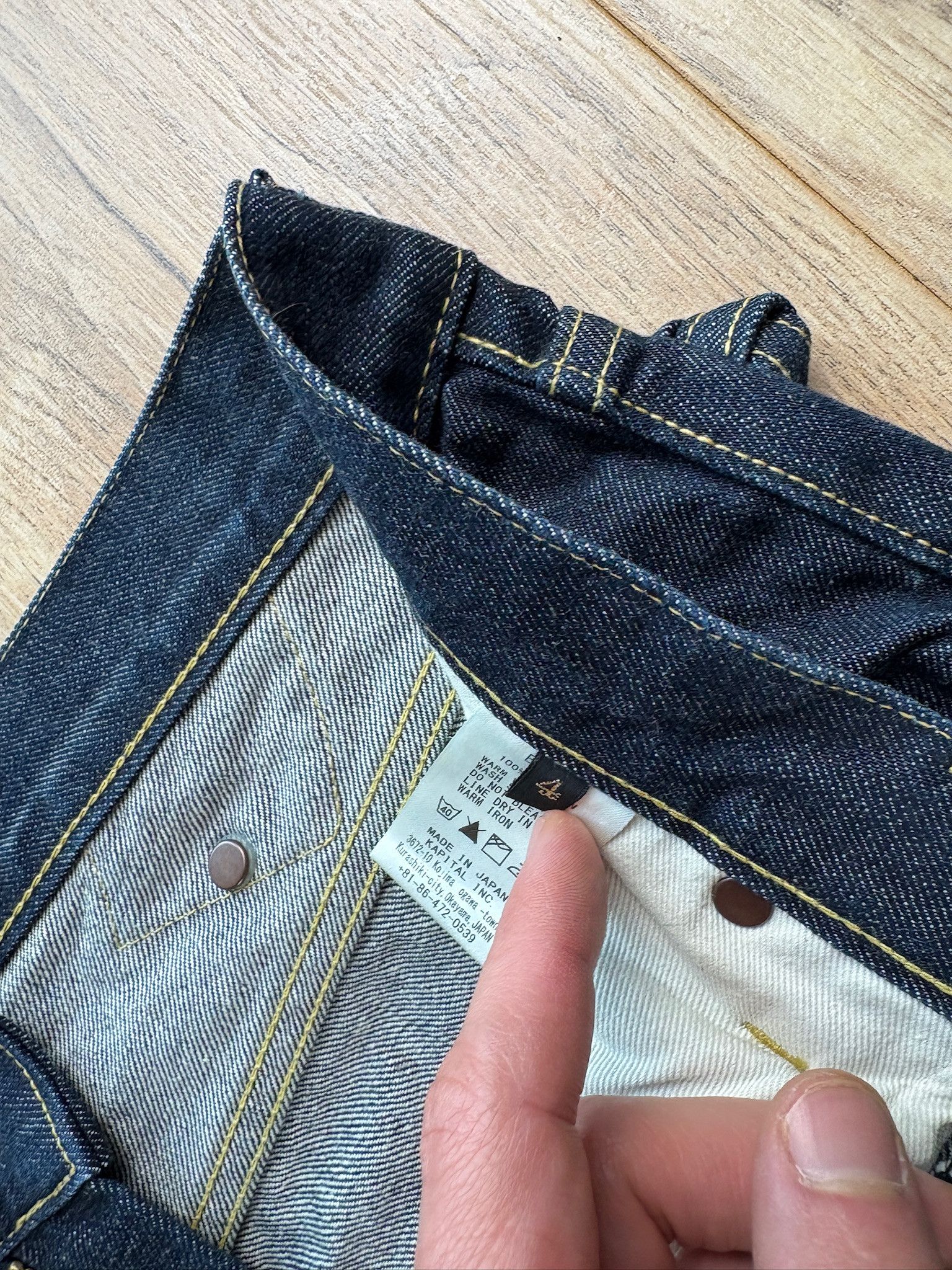 Kapital Denim Jeans Indigo Selvedge / Rope Detail Back Cinch