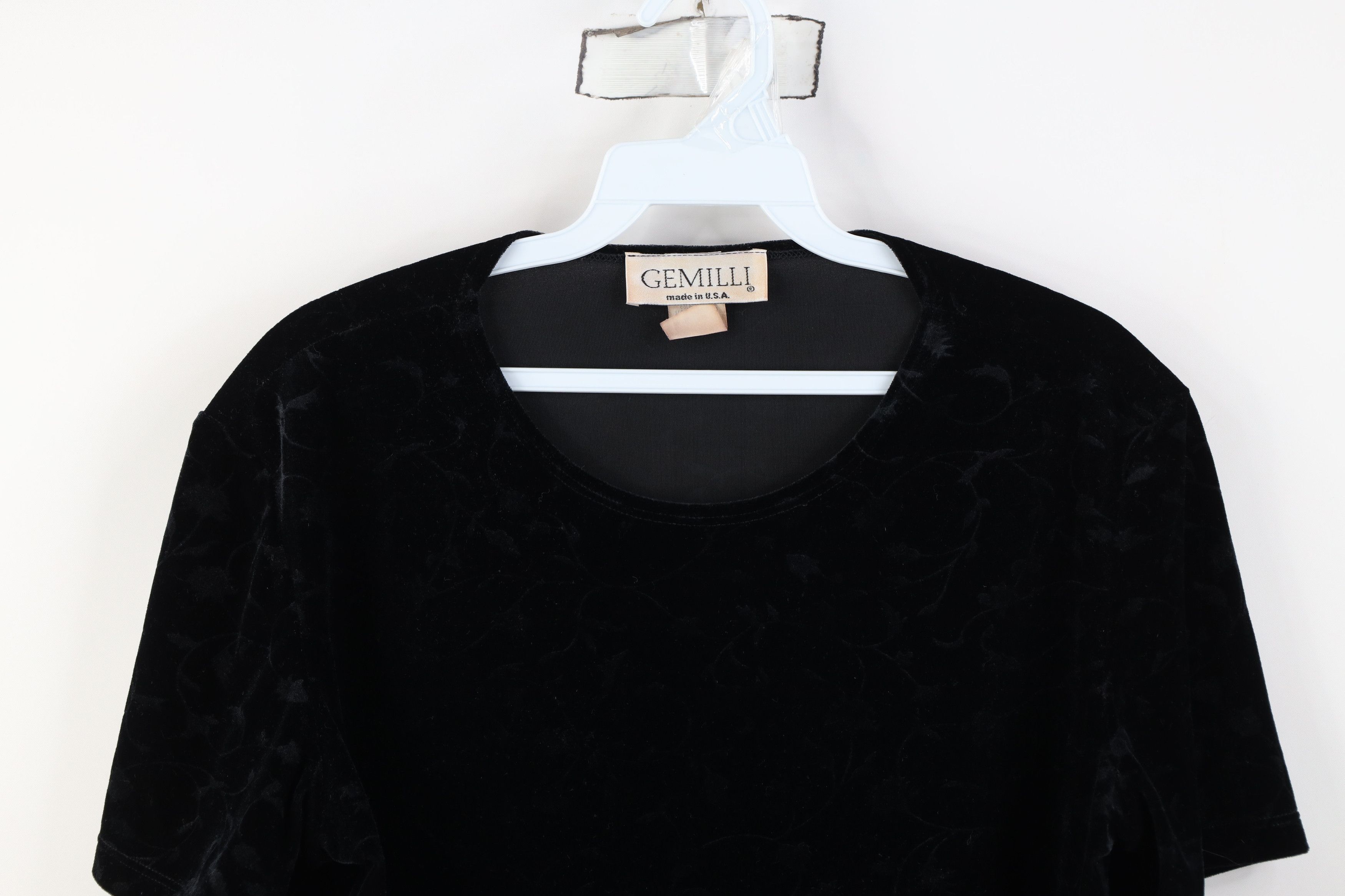 Vintage Vintage 90s Y2K Babydoll Velvet Velour T-Shirt Black USA Size L / US 10 / IT 46 - 2 Thumbnail