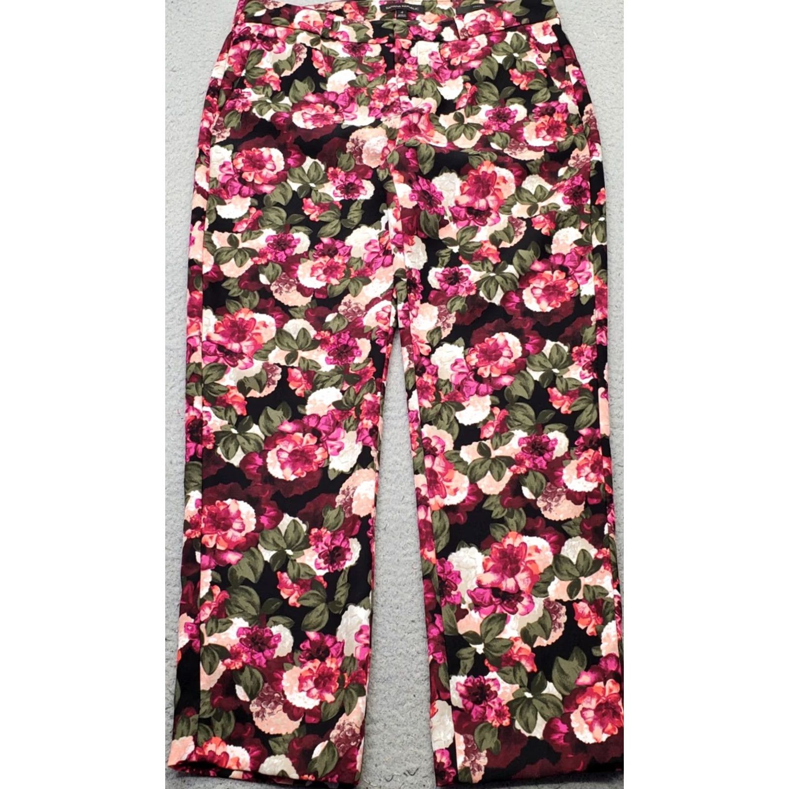 Banana Republic Banana Republic Avery Pants Womens 4 Multi Floral Boho Slash Pocket Straight Leg Size 27" / US 4 / IT 40 - 2 Thumbnail