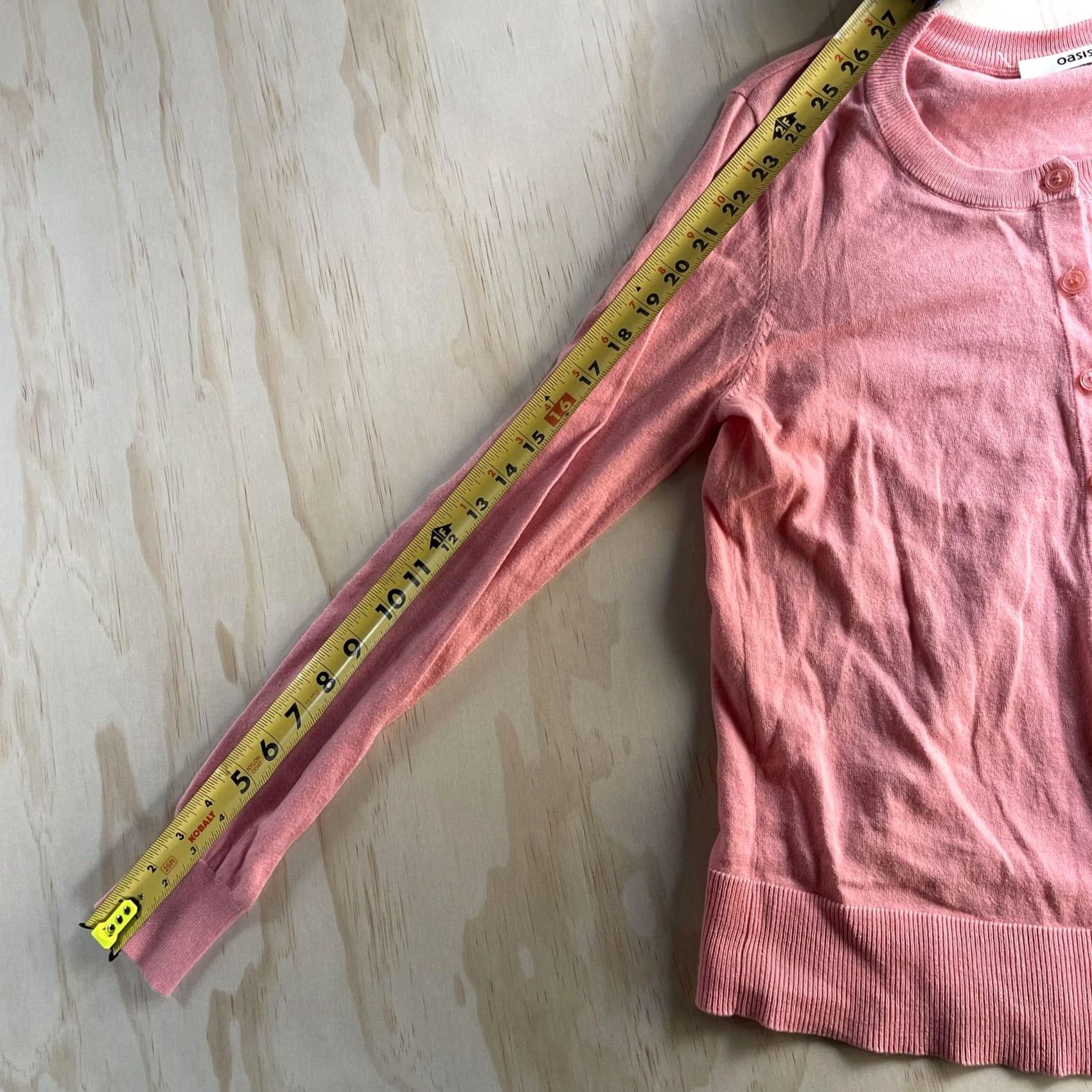 Vintage Oasis Cardigan Sweater Womens Medium Pink Button Front Lightweight Knit Shirt Size M / US 6-8 / IT 42-44 - 7 Thumbnail