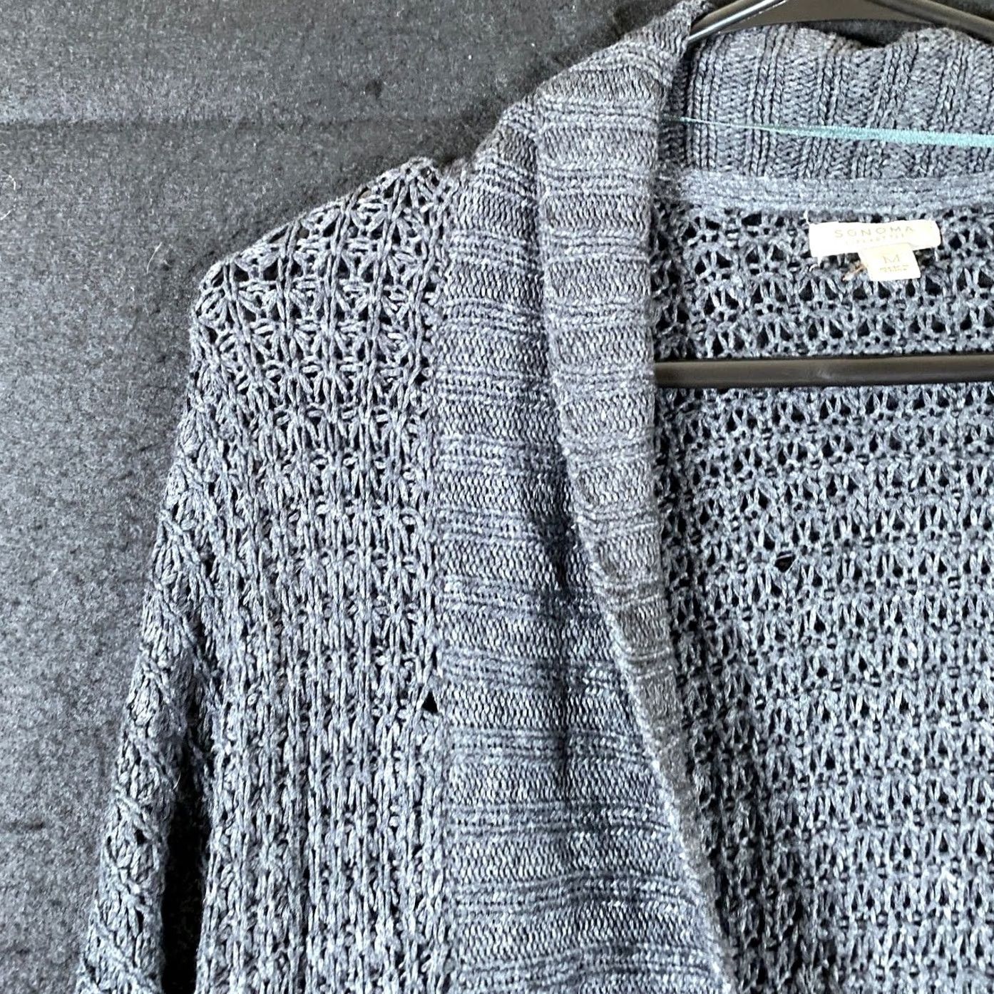 Vintage Sonoma Womens Cardigan Gray Open Knit Long Sleeve Cotton Blend M Shirt Size M / US 6-8 / IT 42-44 - 4 Thumbnail