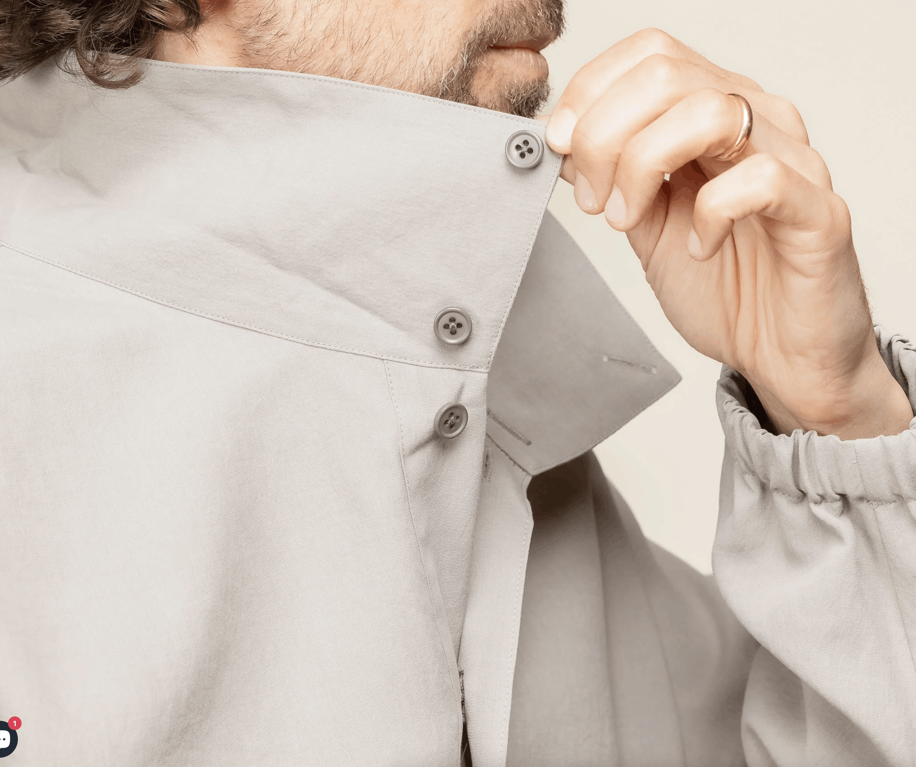 STILL BY HAND Still by Hand - Pullover Anorak Jacket - Greige Size US M / EU 48-50 / 2 - 1 Thumbnail