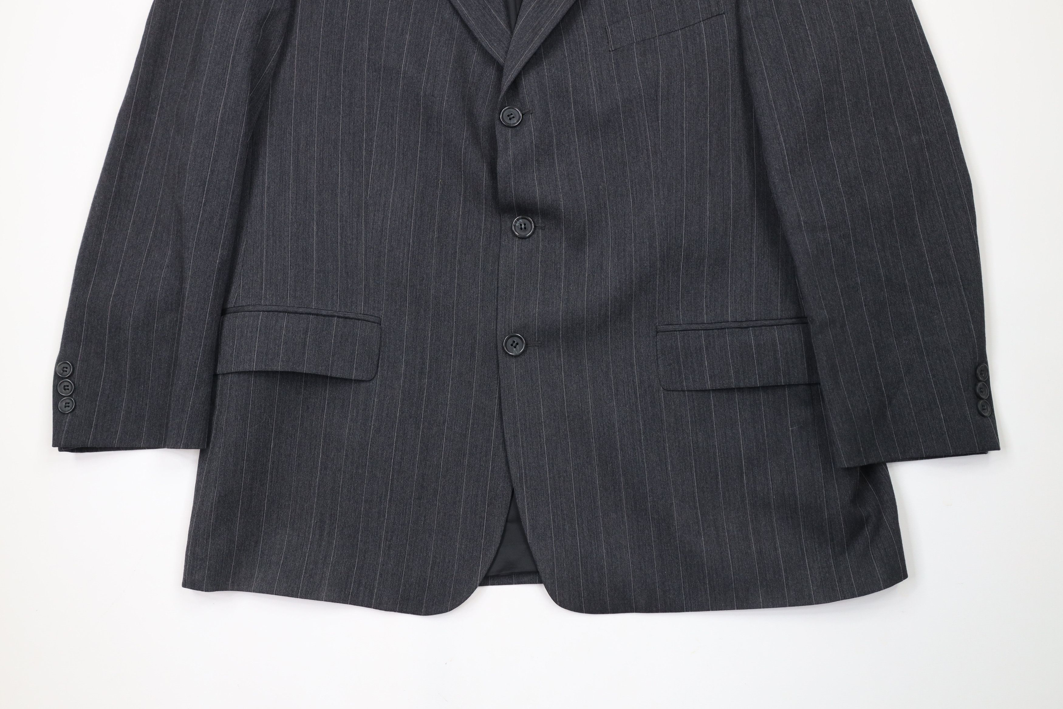 Vintage Vintage 90s Streetwear 2 Piece Striped Wool Suit Wedding Size 44R - 4 Thumbnail