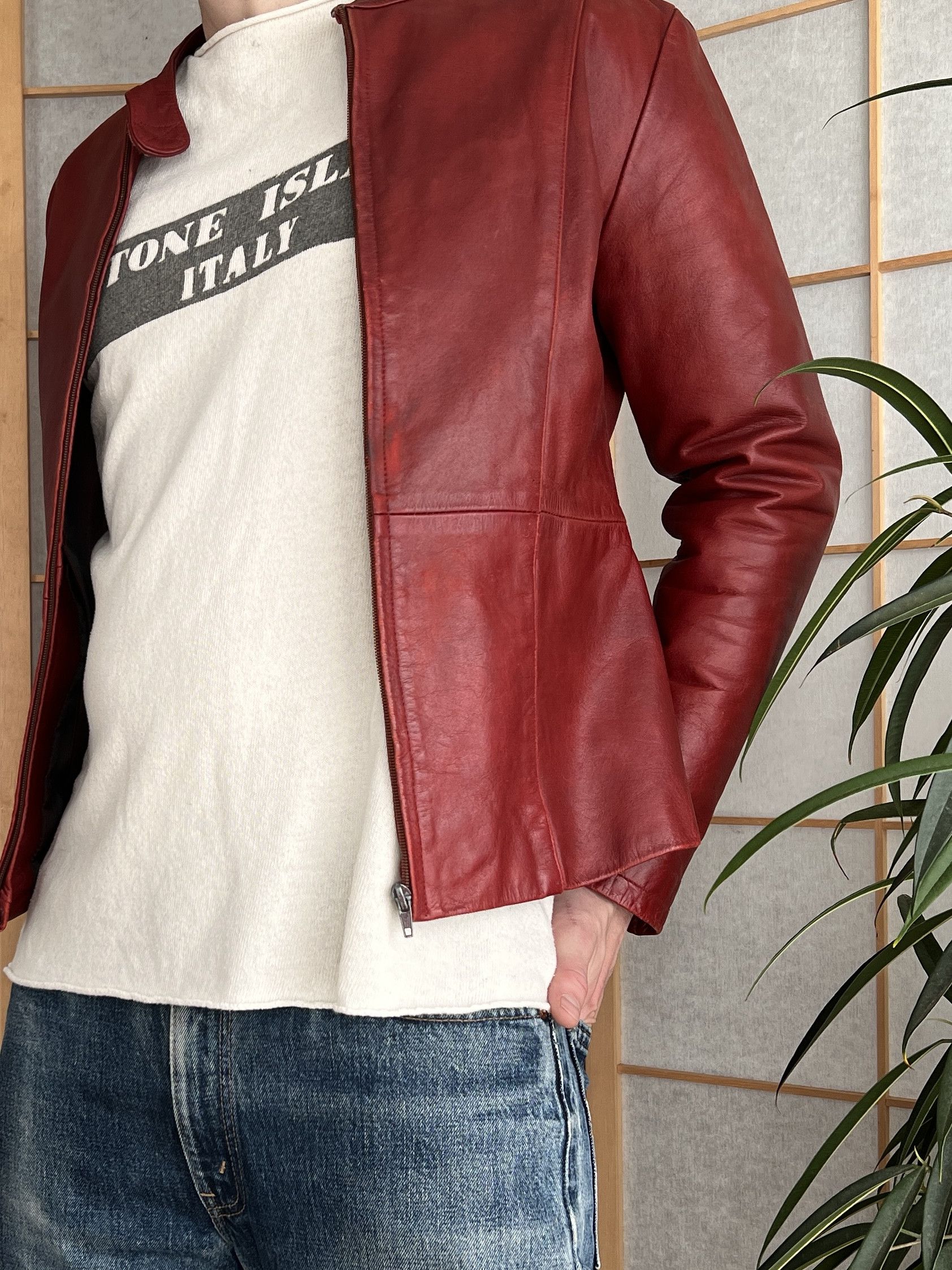 If Six Was Nine Rick Owens style vintage 00s red cropped leather jacket rare Size US S / EU 44-46 / 1 - 17 Thumbnail
