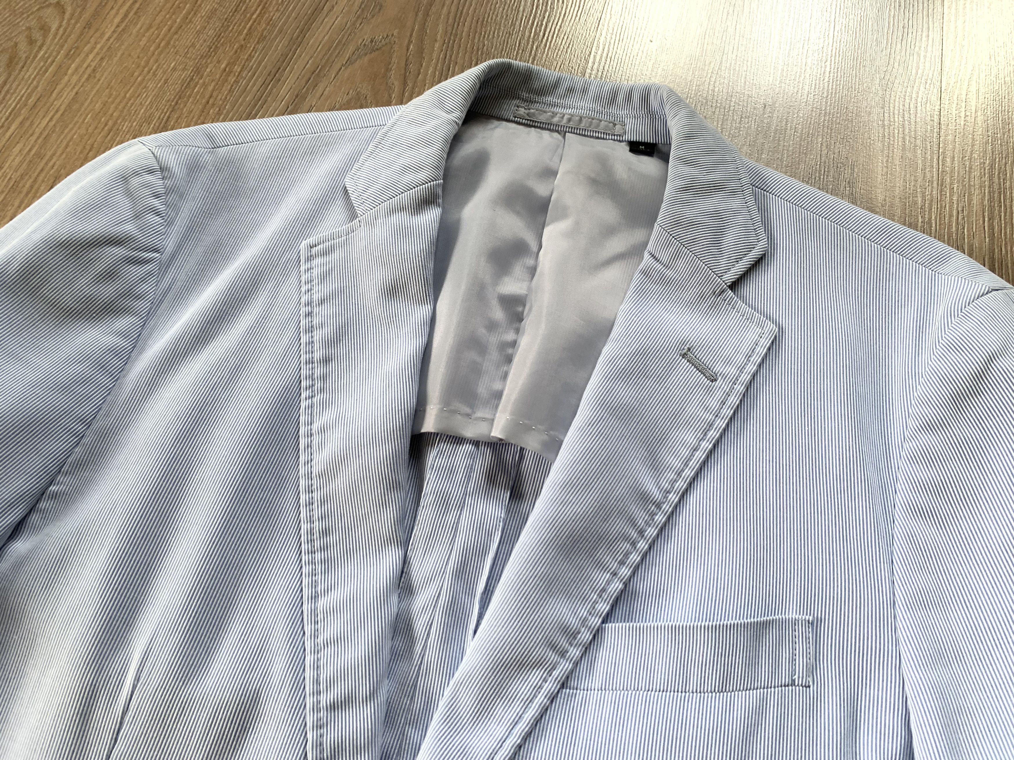 Uniqlo Uniqlo White Cotton Stripe Blazer Jacket Size US M / EU 48-50 / 2 - 5 Thumbnail