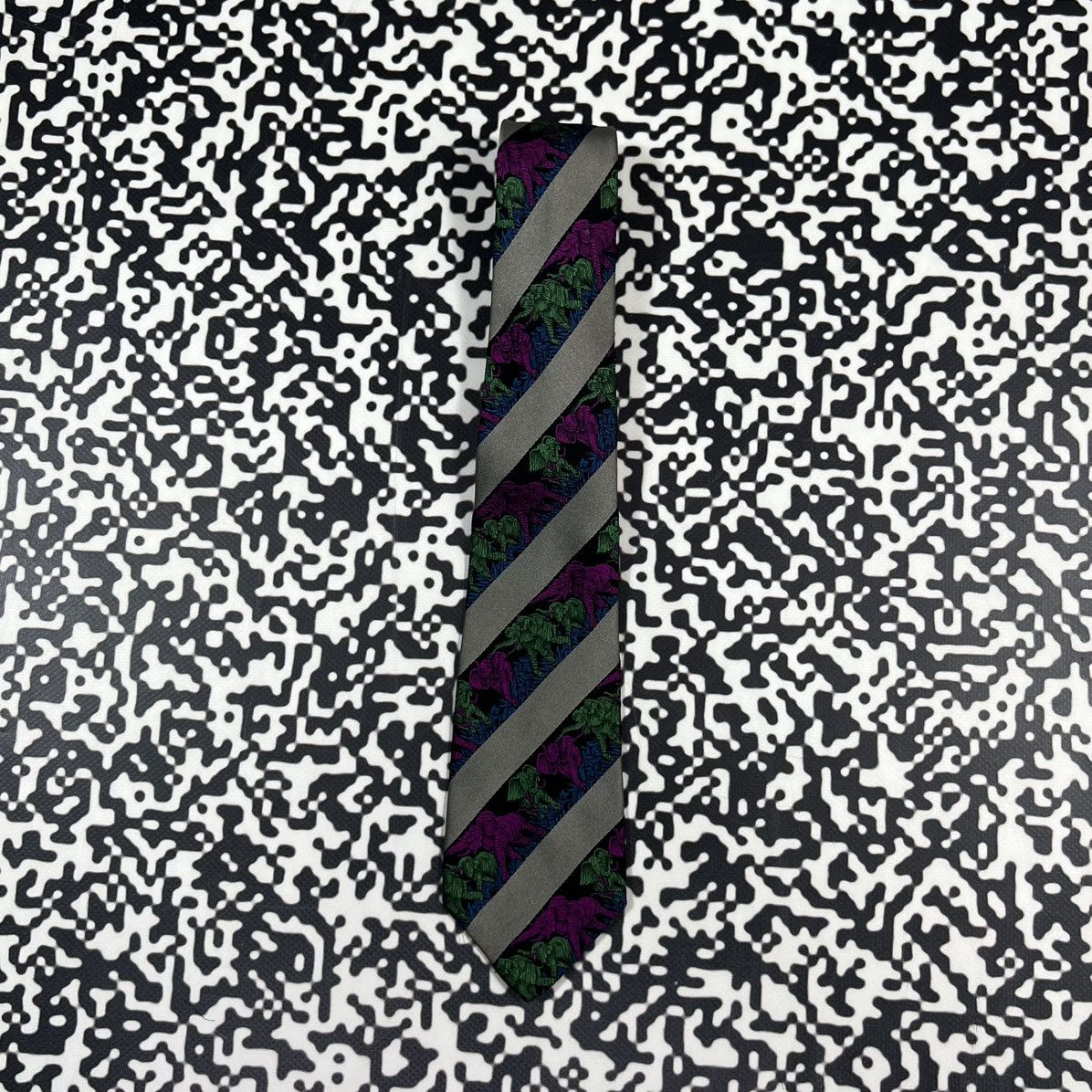 Hugo Boss Vintage 90s Hugo Boss Elephant Monogram Retro Silk Tie Size ONE SIZE - 1 Thumbnail