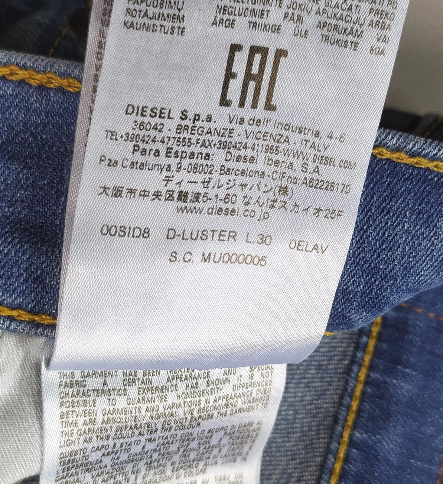 Diesel Diesel D-LUSTER L.30 MENS JEANS T/9951 Size US 33 - 8 Thumbnail