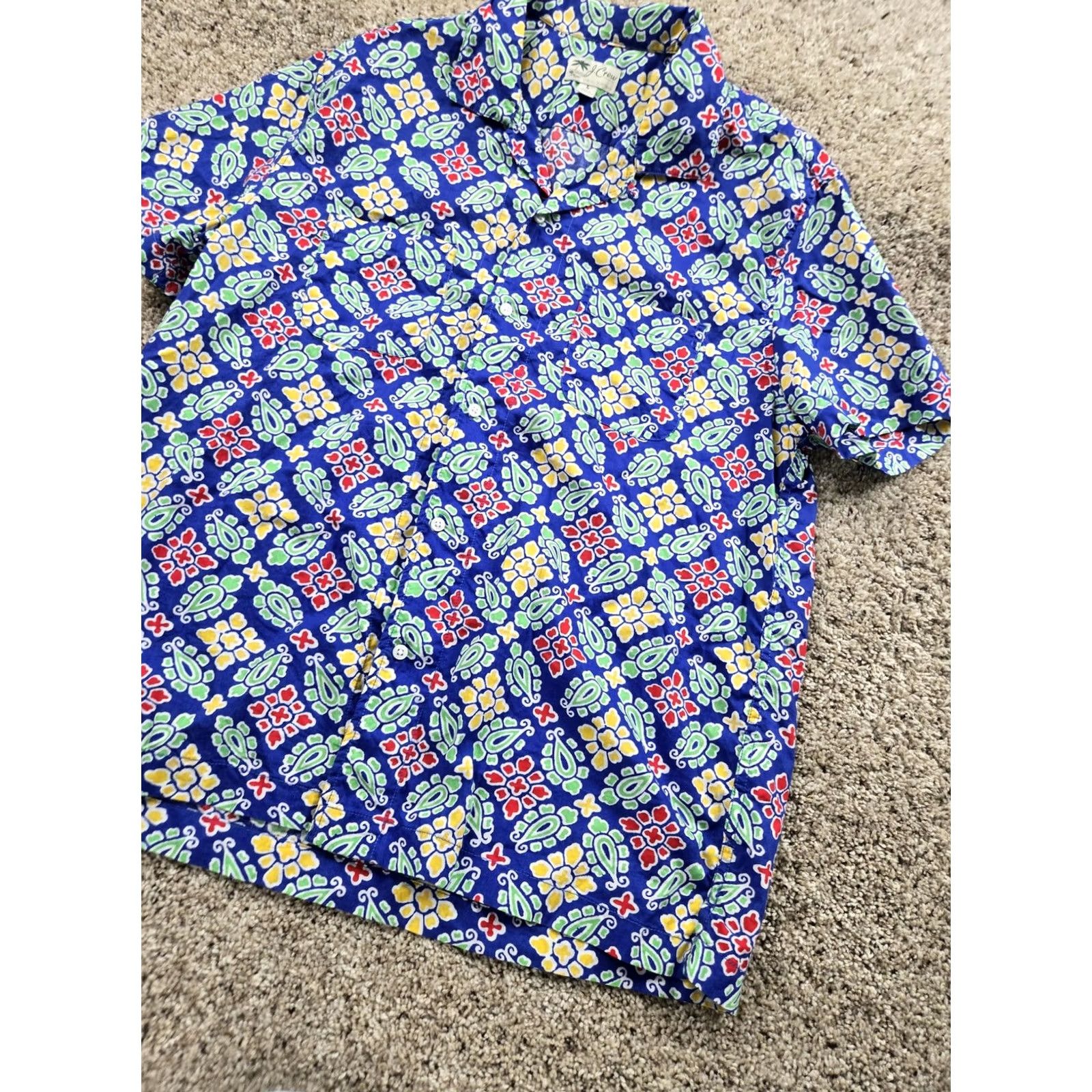 J.Crew J.Crew Shirt Mens Large Blue Multi Camp Collar Short Sleeve Button Up Size US L / EU 52-54 / 3 - 2 Thumbnail