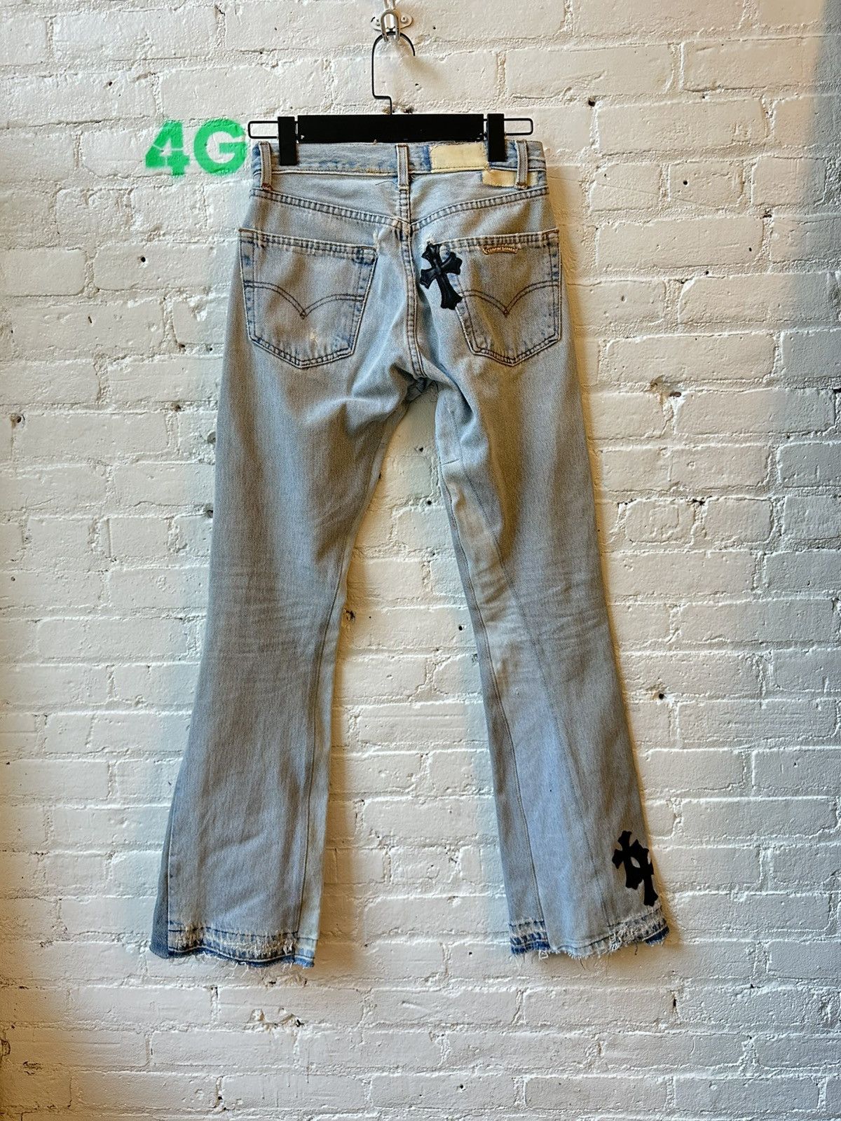 Chrome Hearts × Gallery Dept. × Levi's CHROME HEARTS FLARED CROSS PATCH JEANS Size US 26 / EU 42 - 4 Thumbnail