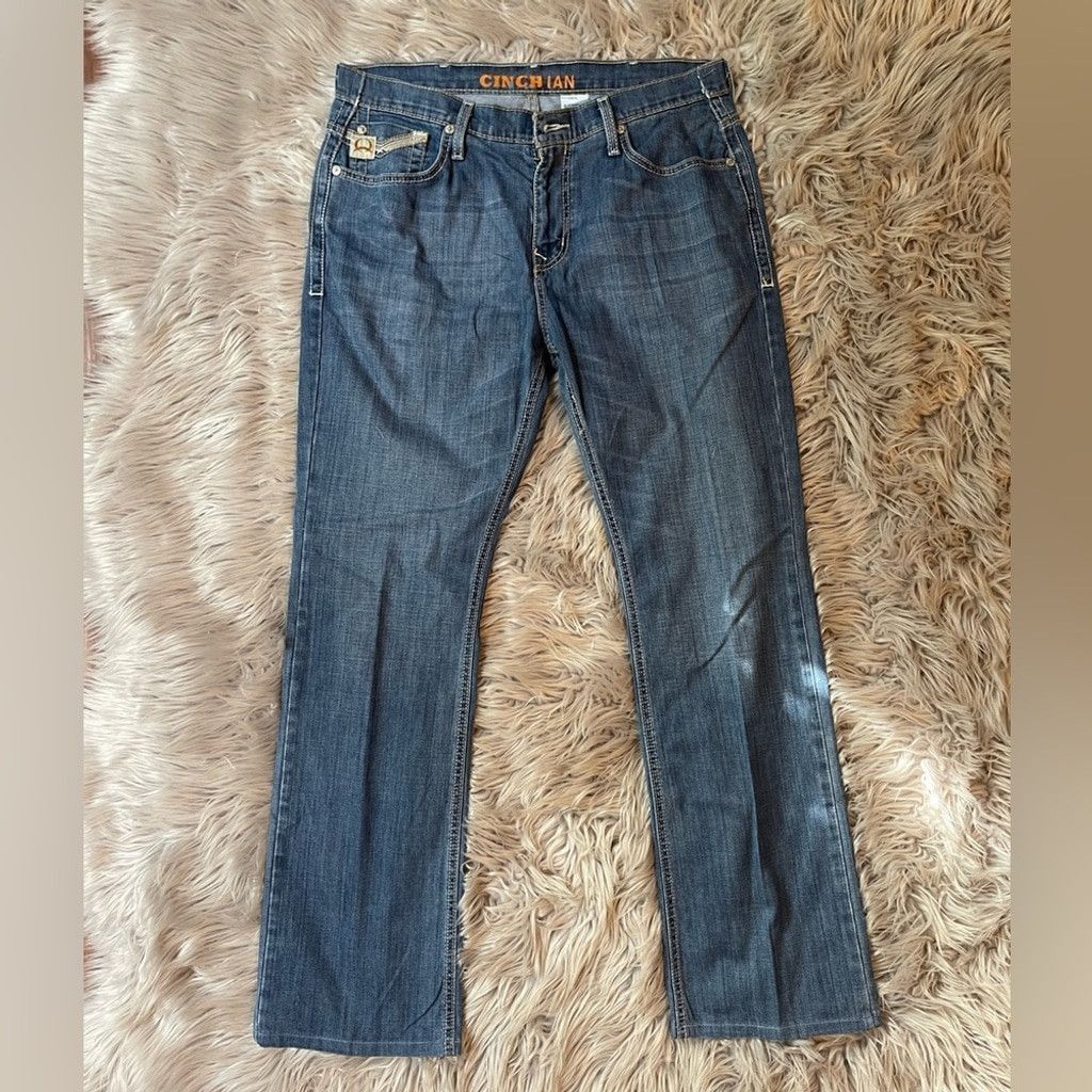 CINCH Cinch Blue Straight Jeans w/ Vtg Inspired Distressing 35x32 Size US 35 - 7 Thumbnail