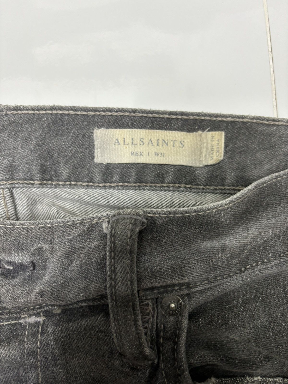 Allsaints 🔥ALLSAINTS WAXED BLACK DISTRESSED DENIM JEANS Size US 32 / EU 48 - 10 Thumbnail
