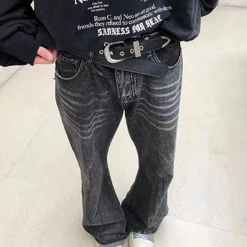 Japanese Brand × Jean Vintage washed ruined micro-flare wide-leg jeans Size US 32 / EU 48 - 4 Thumbnail