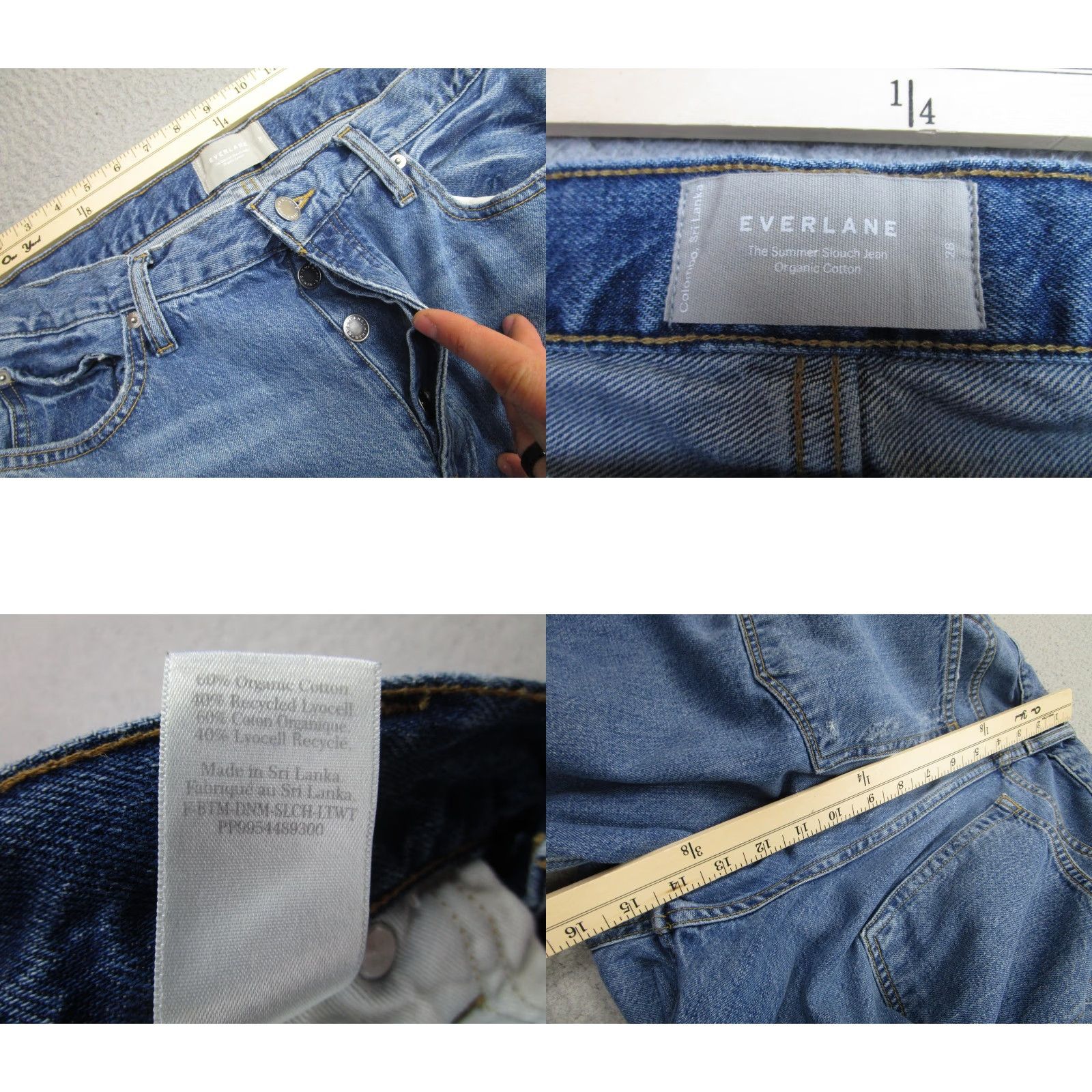 Everlane Everlane Jeans Womens 28 Blue The Summer Slouch High Rise Straight Distressed Size 28" / US 6 / IT 42 - 9 Thumbnail