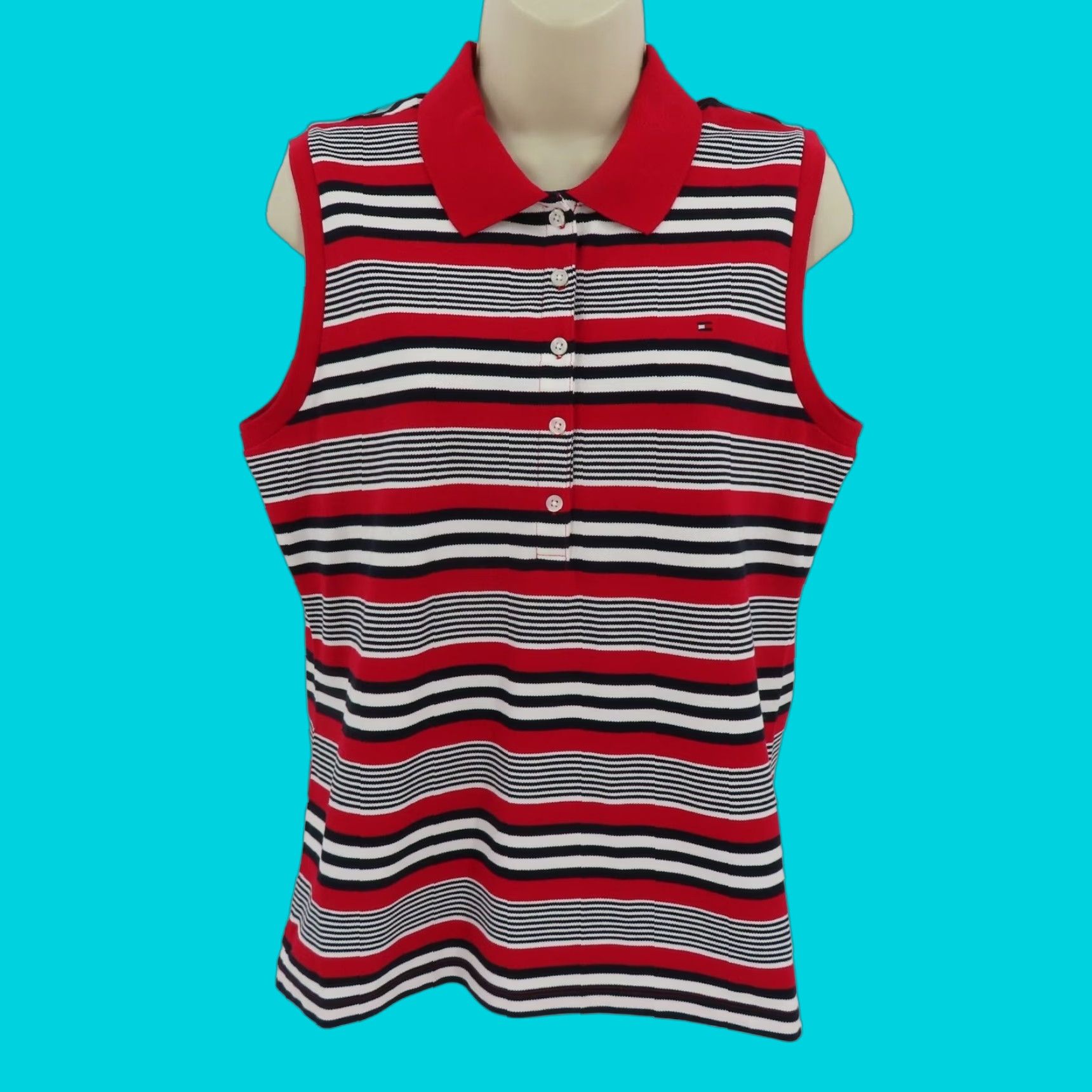 Tommy Hilfiger **Tommy Hilfiger Women Red Medium Collared Sleeveless Polo Shirt NEW** User: **Tommy Hilfiger Women Red Medium Collared Sleeveless Polo Shirt NEW** Size M / US 6-8 / IT 42-44 - 1 Thumbnail