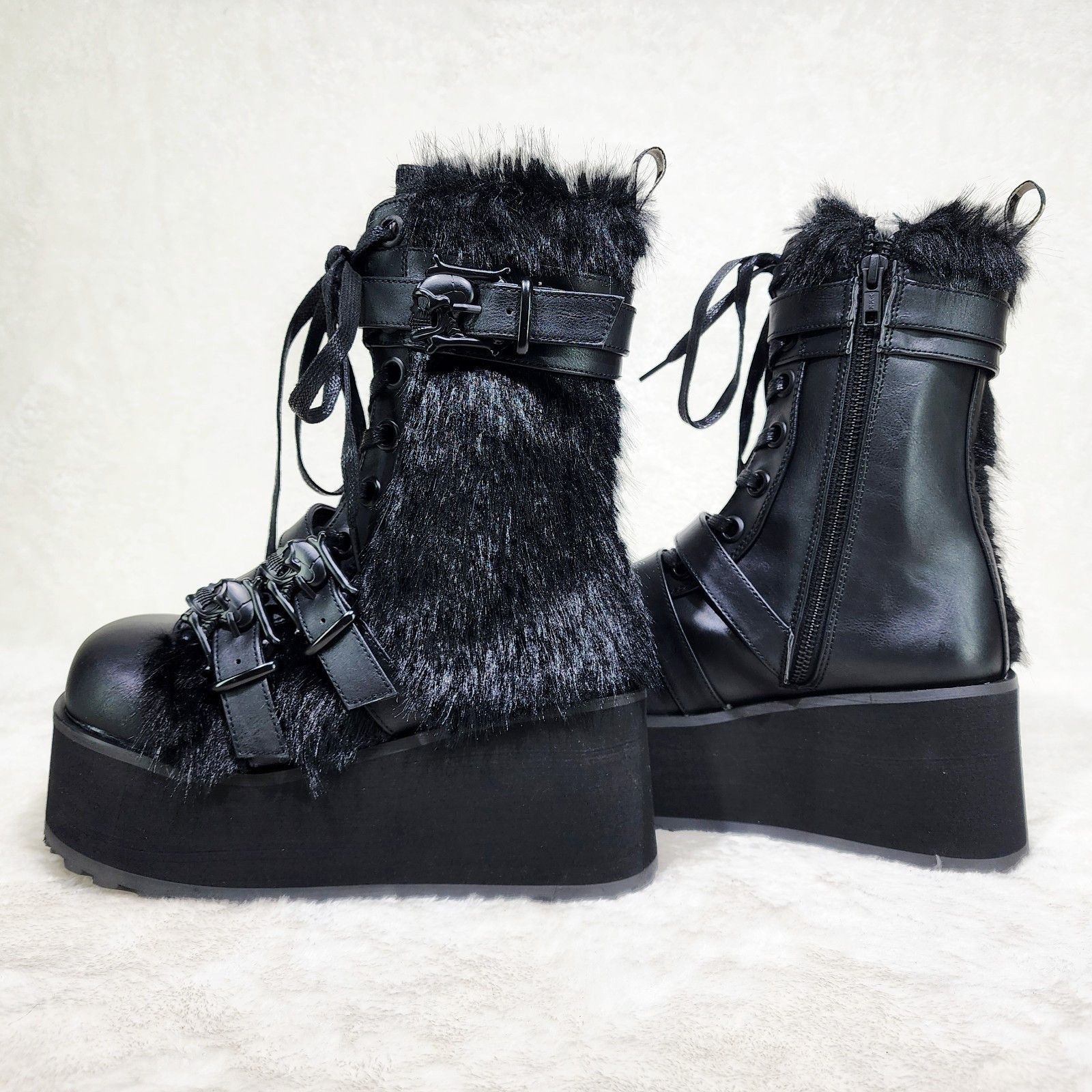 Demonia Cult DEMONIA 118 Furry Goth Punk Rock 3.25" Platform Boot Black Size US 5 / EU 37 - 1 Thumbnail
