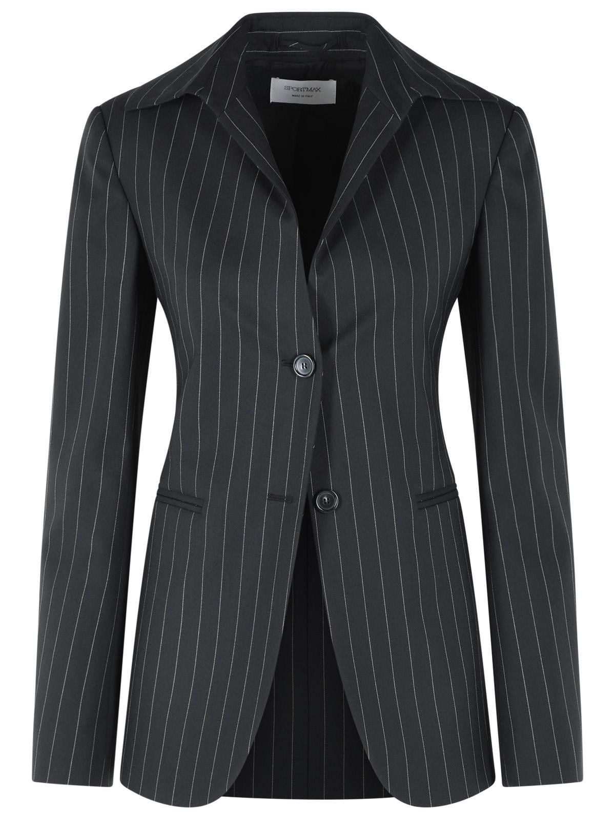 Sportmax SPORTMAX 'Rive' Tight Blazer In Black Virgin Wool Blend Size XS / US 0-2 / IT 36-38 - 1 Thumbnail
