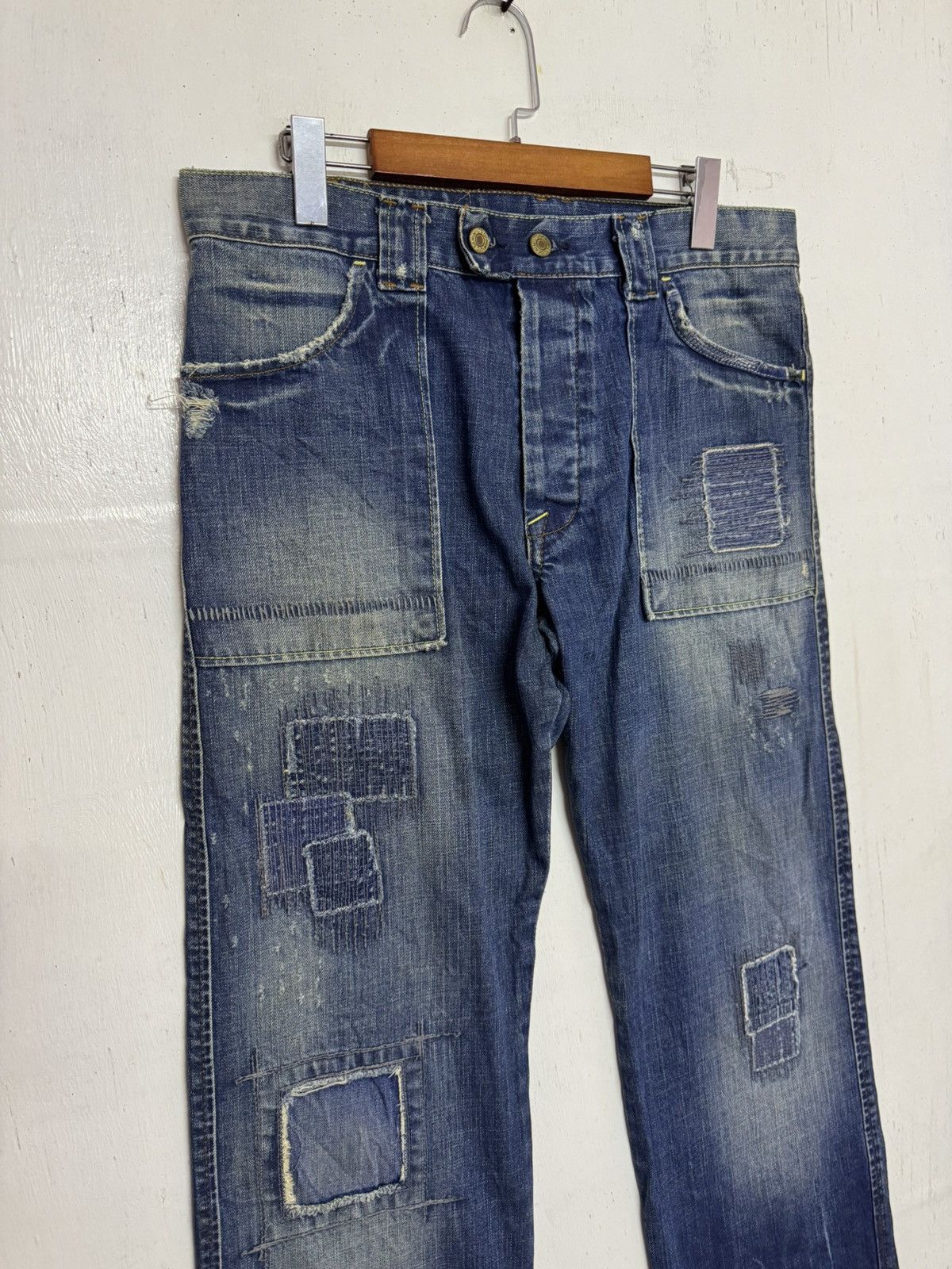Japan Rags × Japanese Brand × Vintage Japan Rags patchwork sunfaded denim Size US 36 / EU 52 - 2 Thumbnail