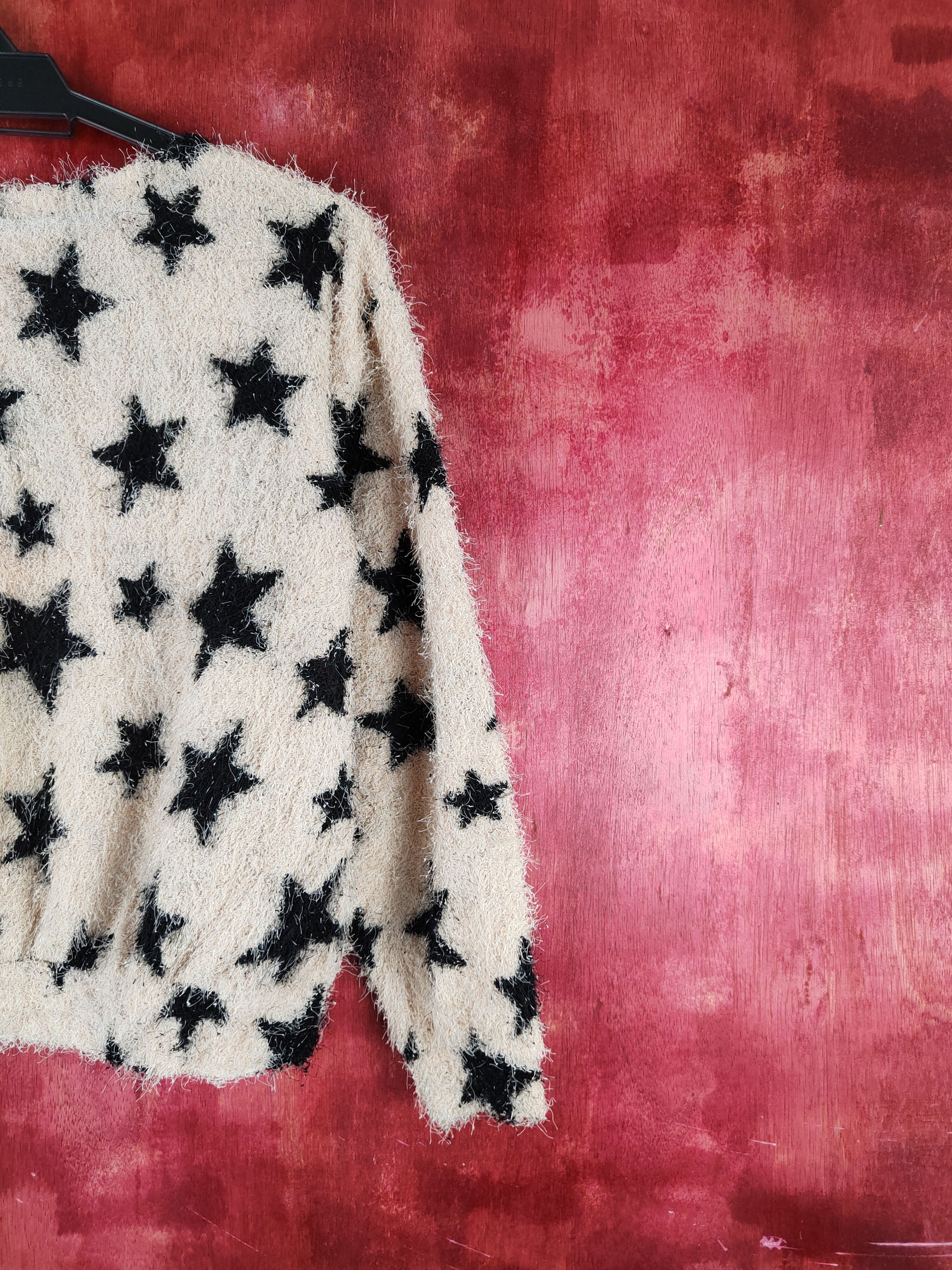 Homespun Knitwear Nice Claup Beige Star Shag Shaggy Fur Mohair Knitwear #S1983 Size S / US 4 / IT 40 - 9 Thumbnail