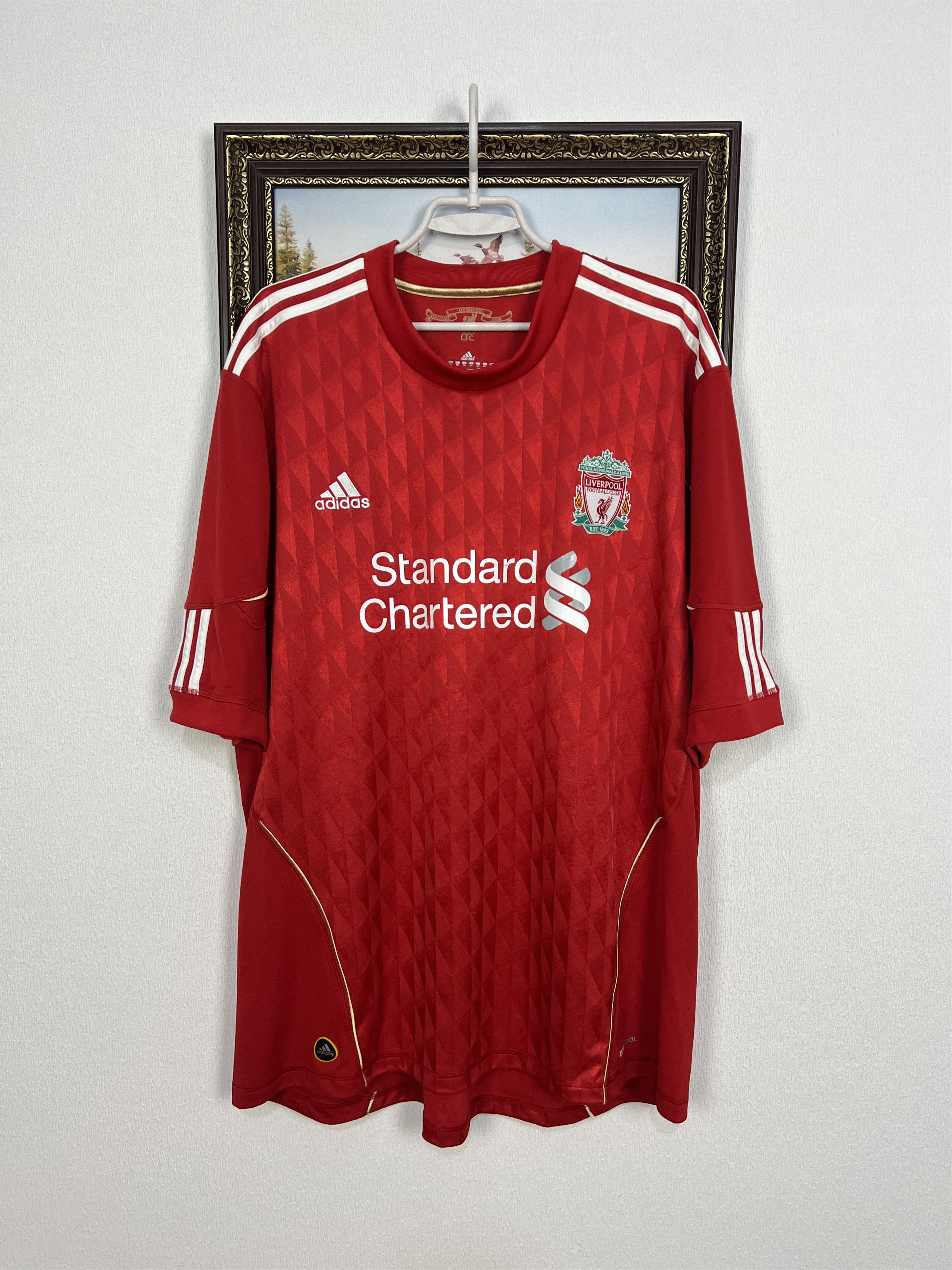 Adidas Liverpool Home football shirt 2010 Soccer Adidas Red Jersey Size US XXL / EU 58 / 5 - 1 Thumbnail