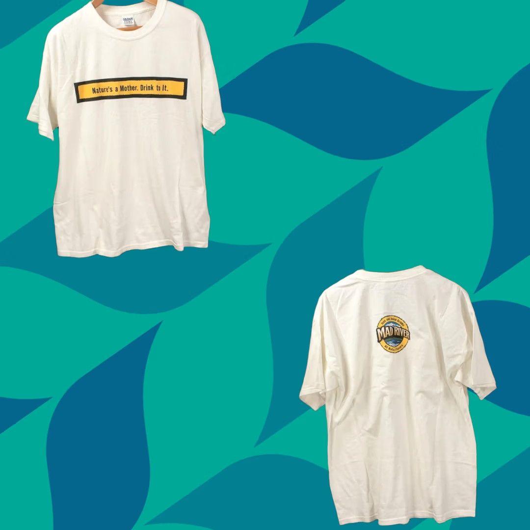 Gildan Mad River Tea and Juice promo t-shirt XL vtg 00s y2k soft drink beverage gorp Shirt XL White Mens Cotton Crew Neck Short Sleeve Graphic Print N/A Size US XL / EU 56 / 4 - 1 Thumbnail