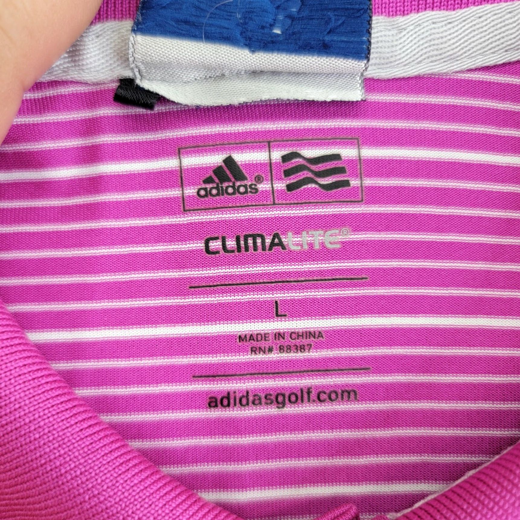 Adidas Adidas Polo Shirt Mens Large Pink Striped Climalite Pinehurst 1895 Golf Logo Size US L / EU 52-54 / 3 - 4 Thumbnail