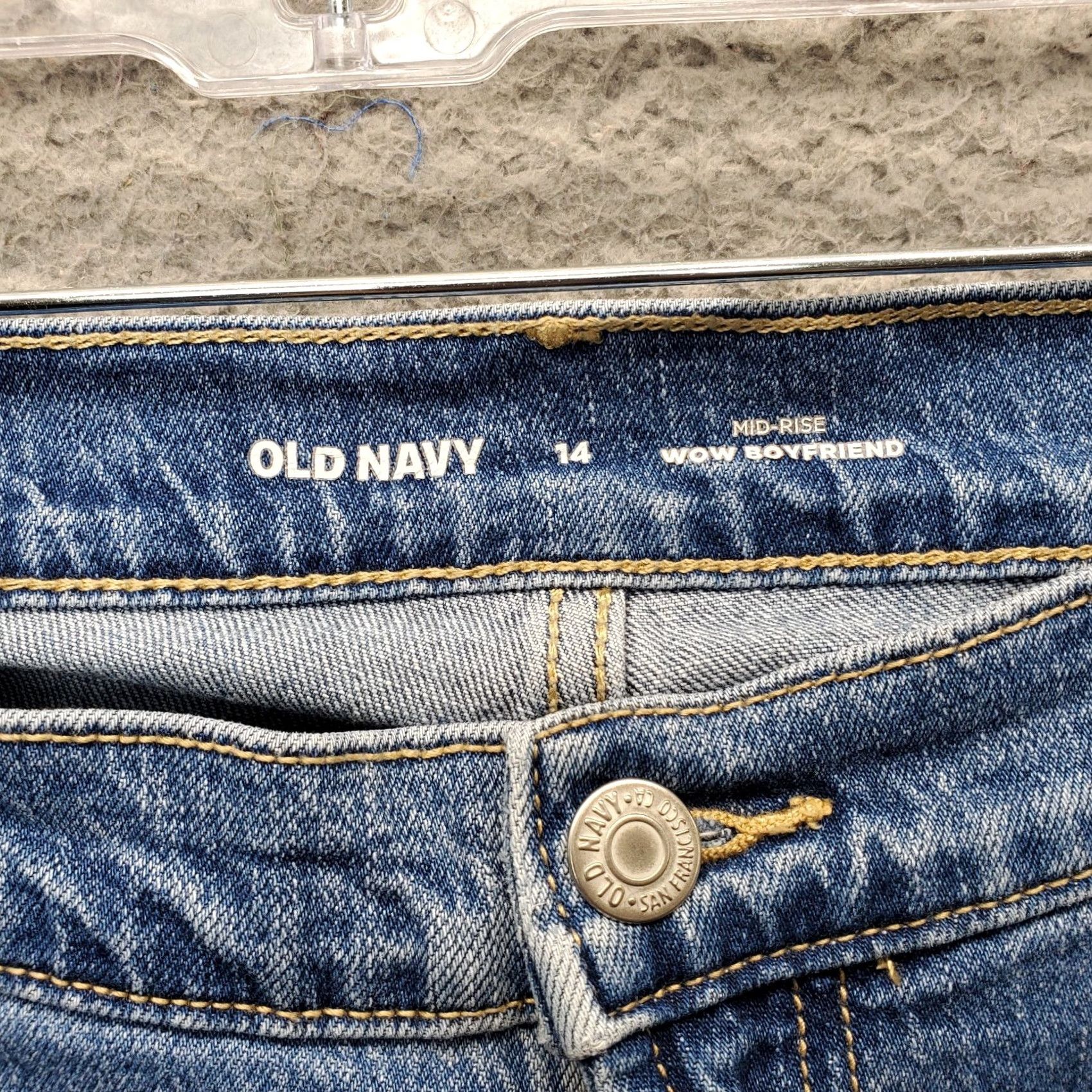 Old Navy Old Navy Wow Jeans Womens 14 Blue Denim Mid Rise Tapered Leg Whiskered Boyfriend Jeans Size 36" / US 14 / IT 50 - 7 Thumbnail