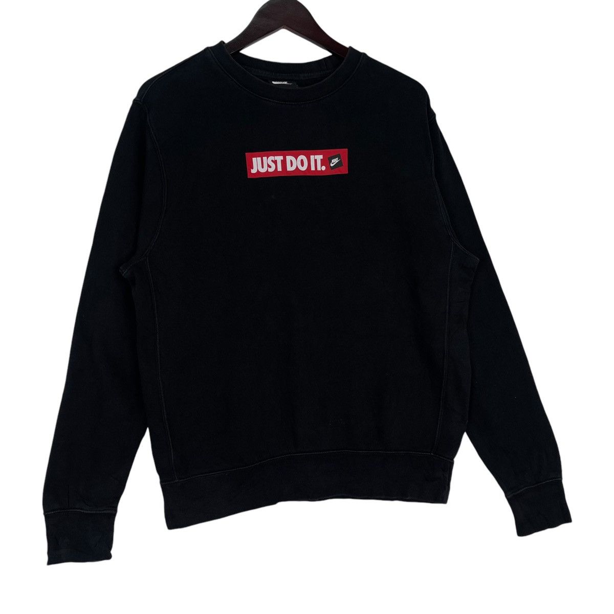 Nike × Vintage Vintage Nike Just Do It Crewneck Sweatshirt Black Pullover Size US M / EU 48-50 / 2 - 3 Thumbnail