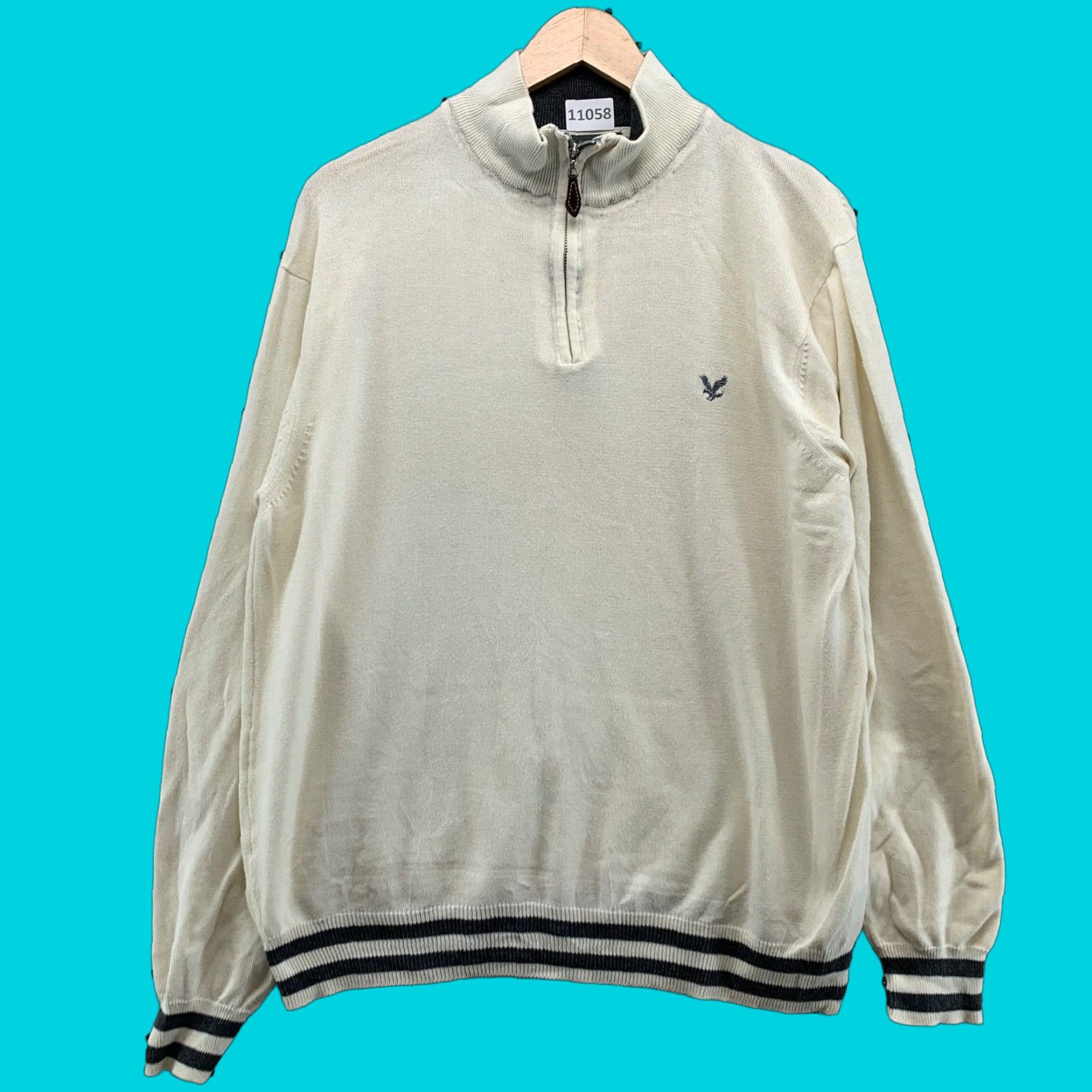 Lyle & Scott VINTAGE Lyle & Scott Sweater Shirt Men 1/4 Zip Mock Neck Ivory Medium Pullover Knit Cotton Casual Mens Size US M / EU 48-50 / 2 - 1 Thumbnail