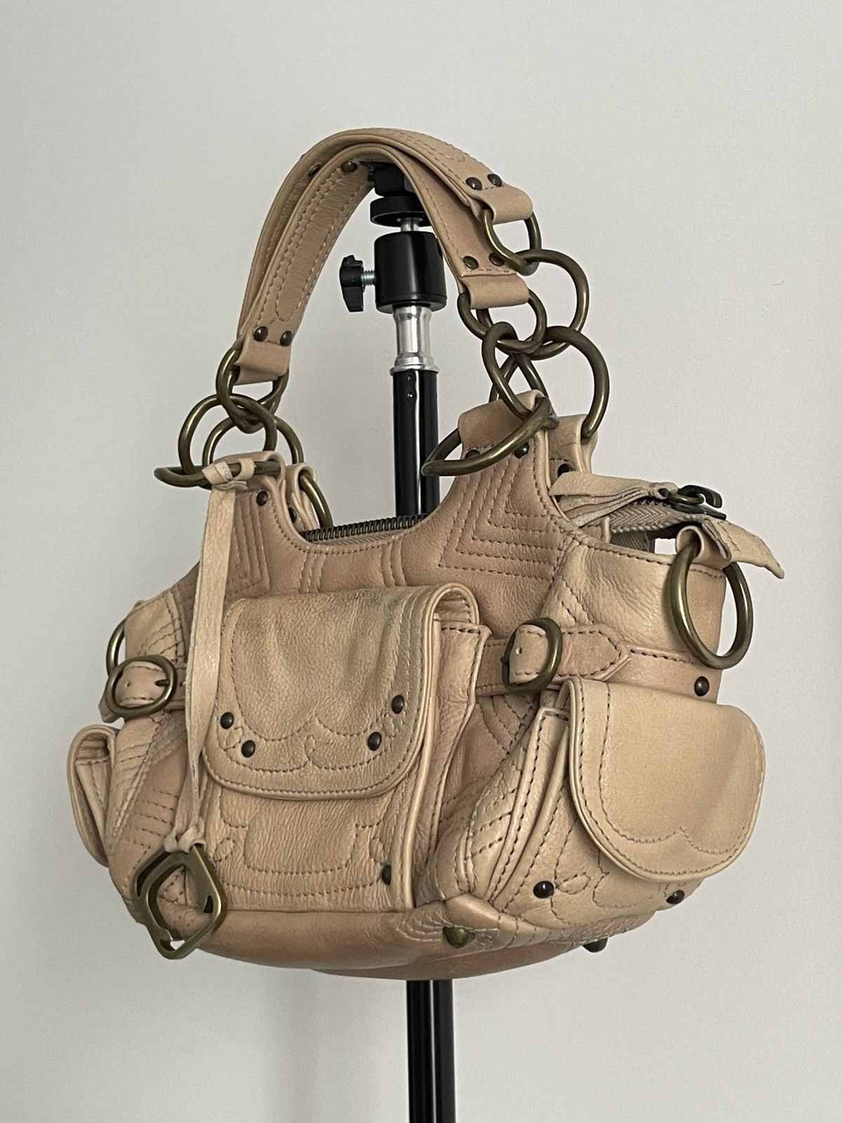 Orciani Vintage Orciani Beige Leather Mini Bag Y2K Luxury RARE Size ONE SIZE - 4 Thumbnail