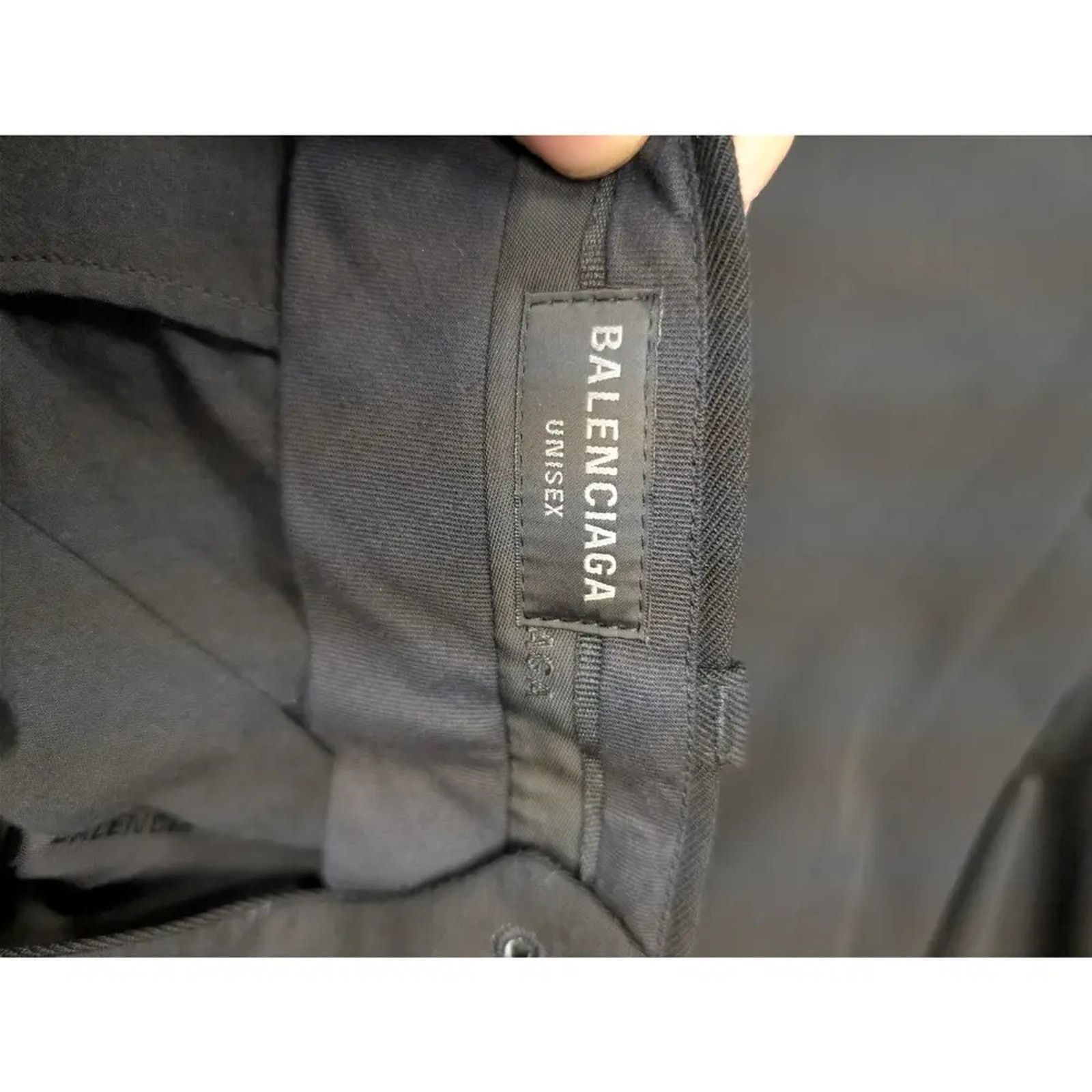 Balenciaga o1rshd1 Unisex Dry Wool Twill Tailored Pants in Black Size US 32 / EU 48 - 14 Thumbnail