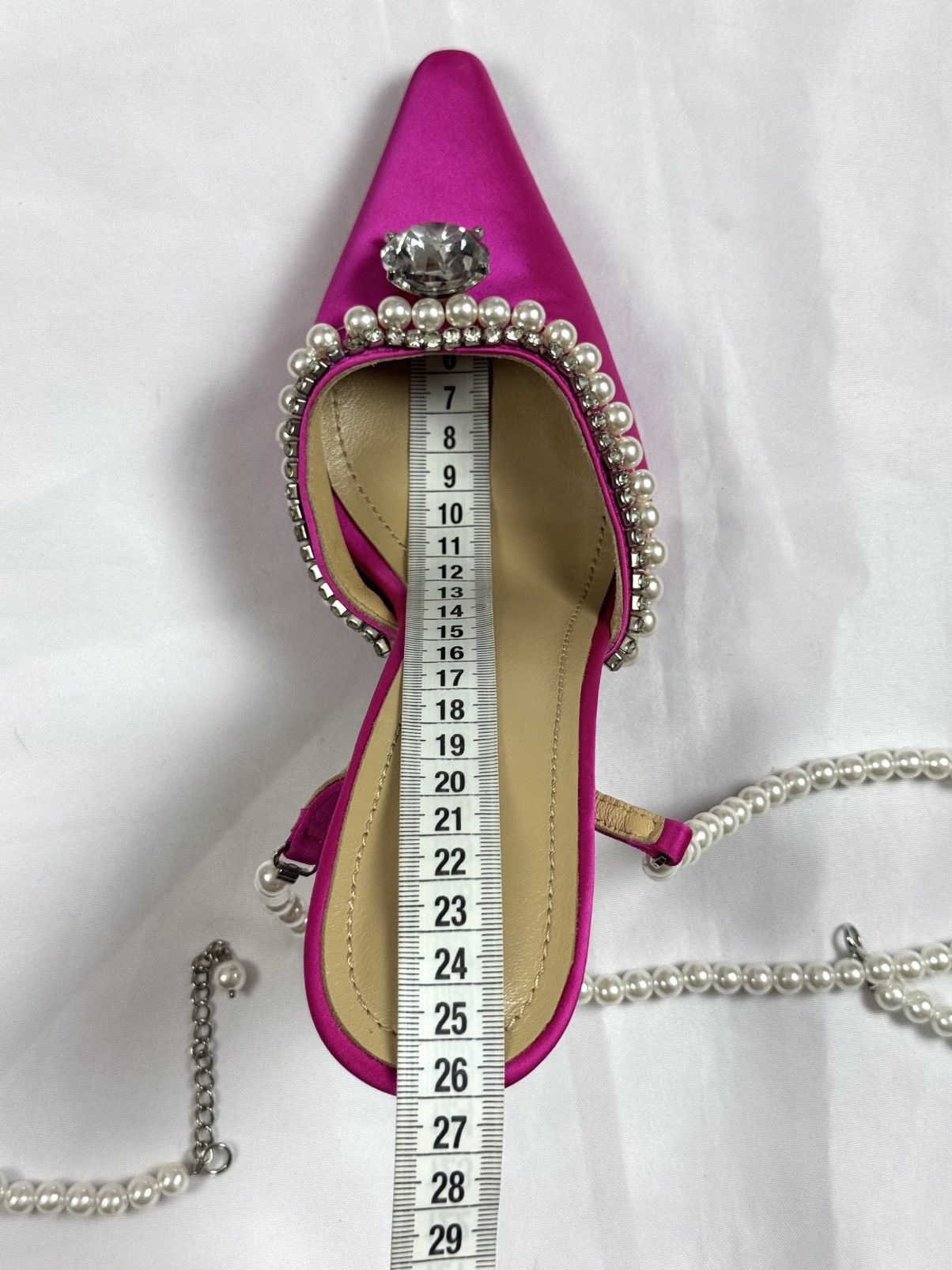 MACH & MACH Crystal Embellished Leather / Satin Pumps Pearl Lace Ties 38 Size US 7 / IT 37 - 16 Thumbnail