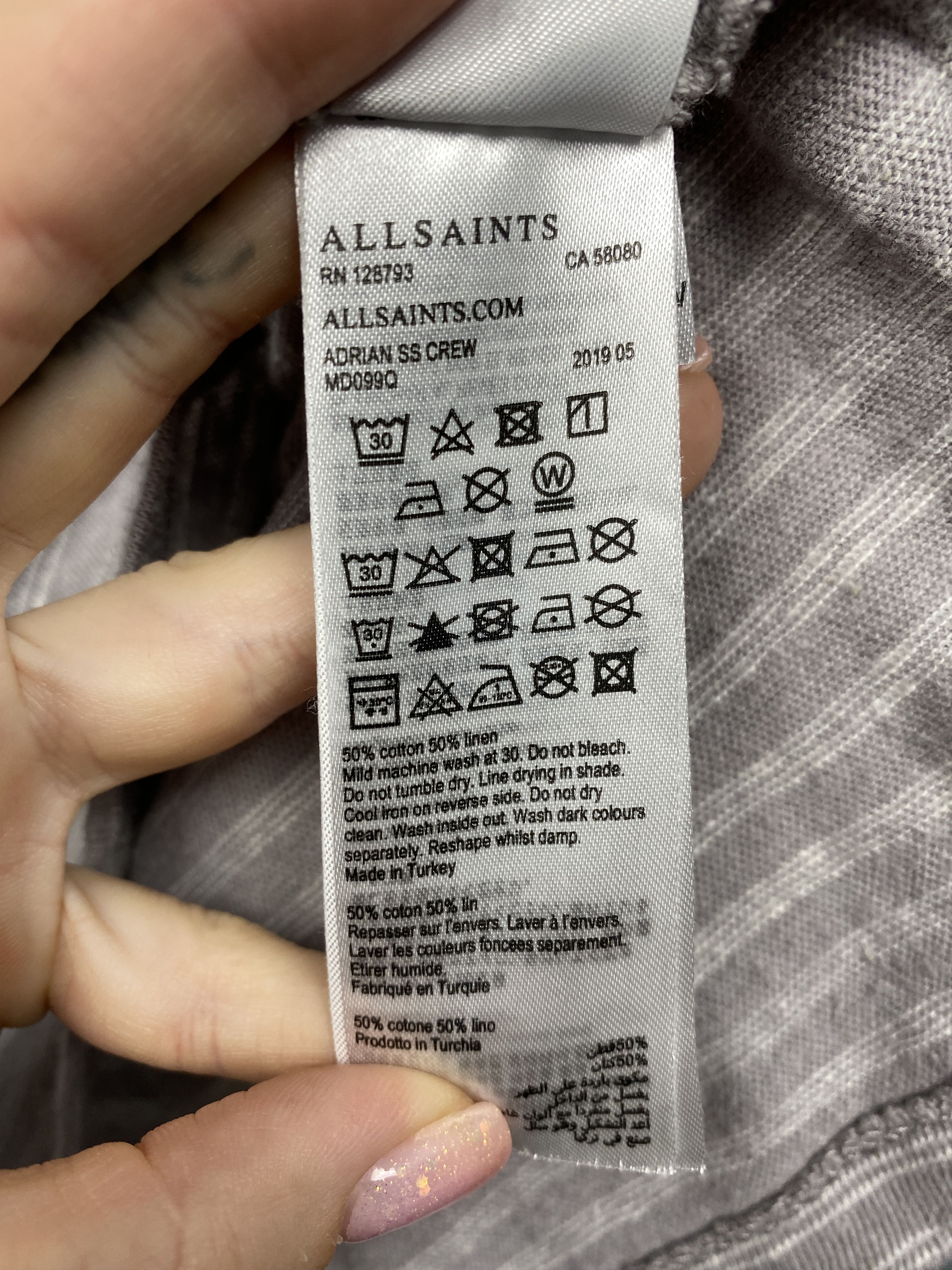 Allsaints × Vintage Allsaints Vintage Mens Adrian Linen Oversized T-Shirt Size US M / EU 48-50 / 2 - 5 Thumbnail