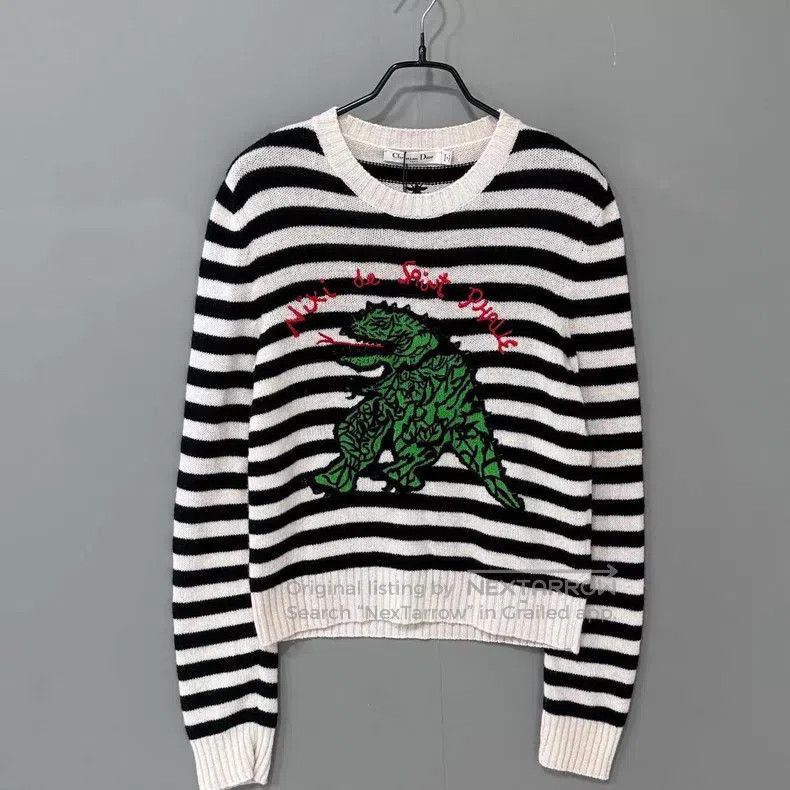 Dior Dior Striped embroidered little dinosaur sweater Size XS / US 0-2 / IT 36-38 - 1 Thumbnail