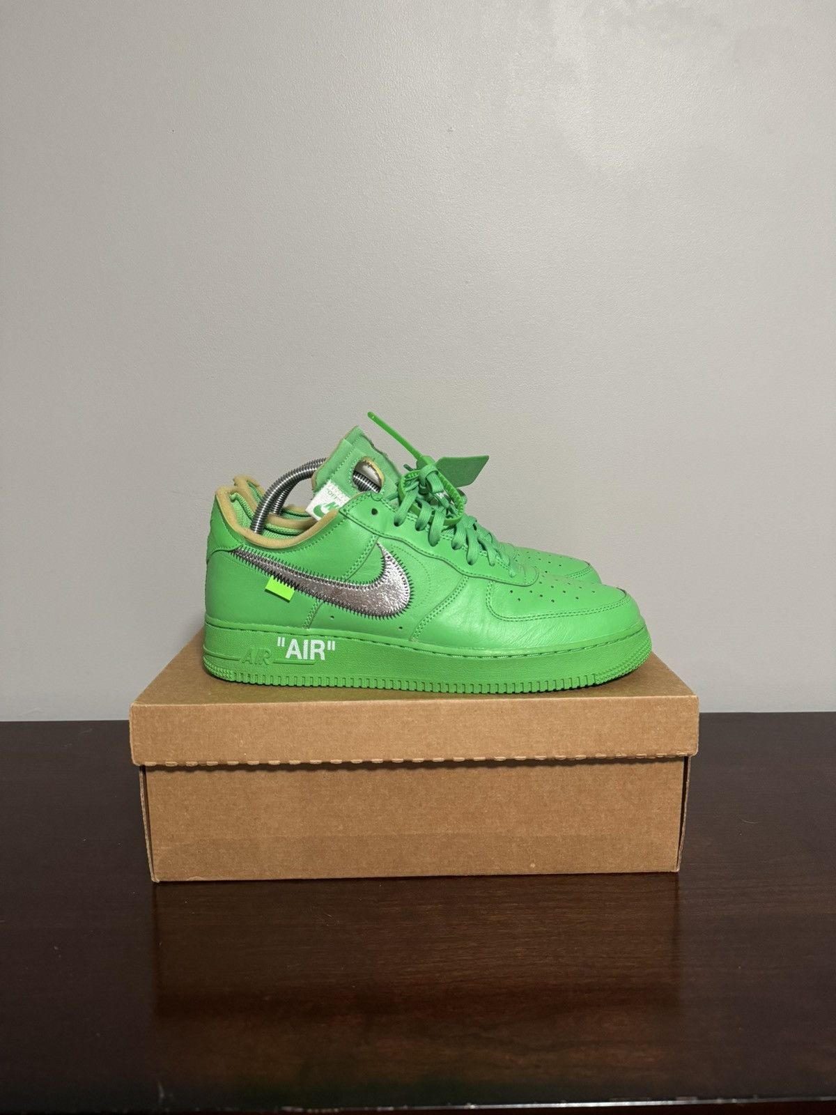 Pre-owned Nike X Off White Off-white Nike Air Force 1 Low “brooklyn” Size 11.5 Shoes In Green