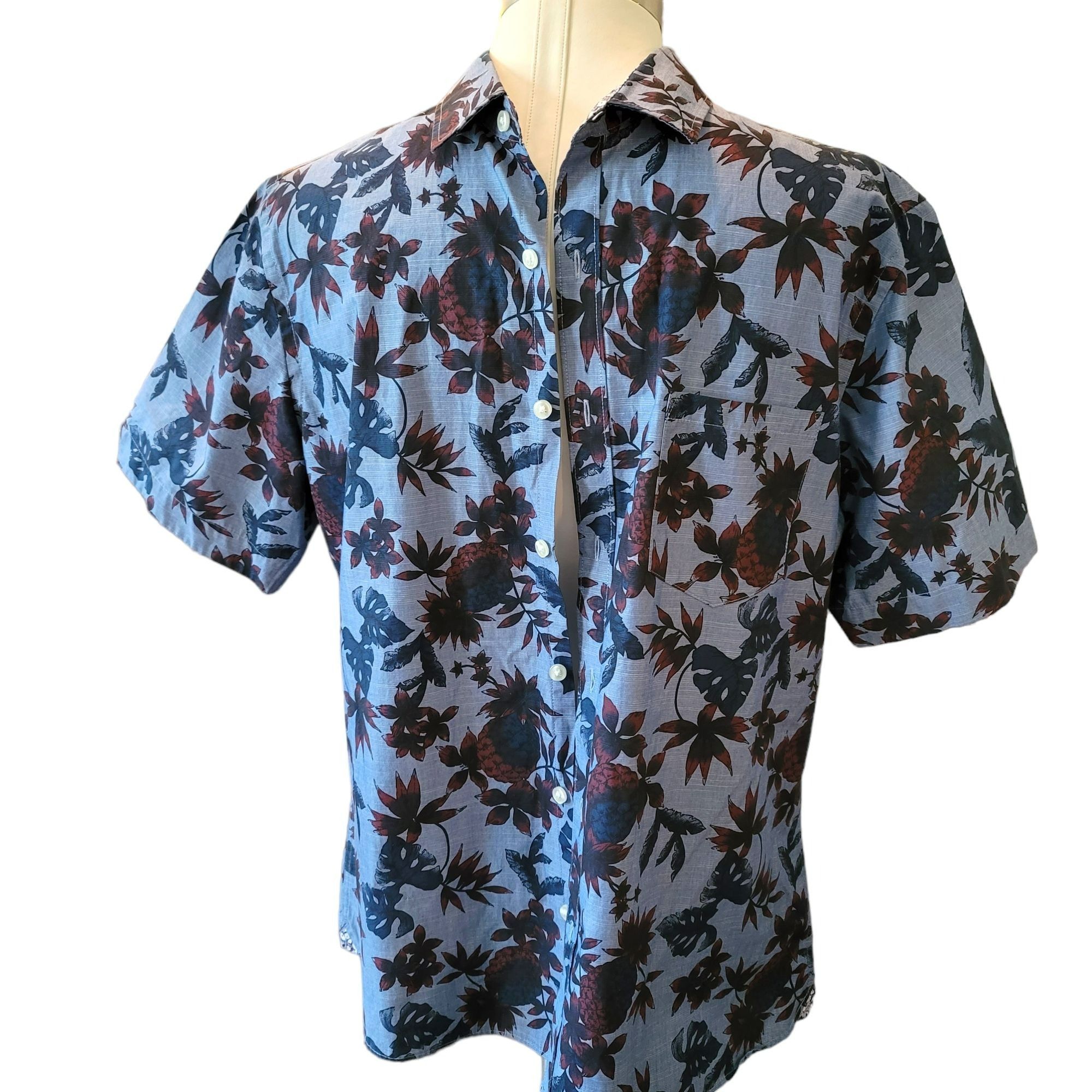 Van Heusen Van Heusen Blue Hawaiian Shirt Mens Short Sleeve Large 16/16 Size US L / EU 52-54 / 3 - 7 Thumbnail