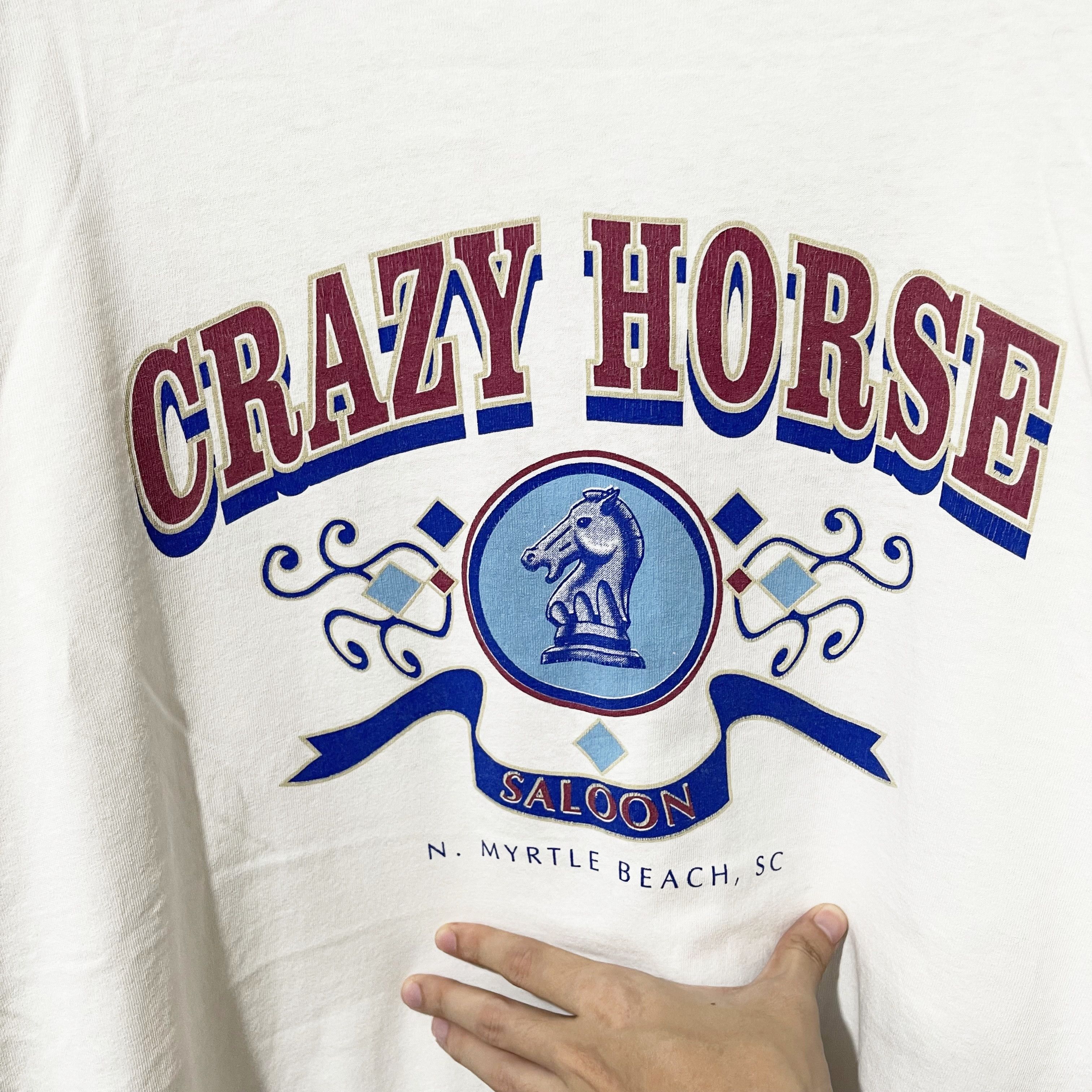Vintage Vintage 90s Crazy Horse Saloon T-Shirt Size US XL / EU 56 / 4 - 2 Thumbnail