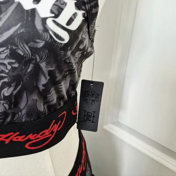 Tattoo Sport Tank & Shorts Set Sz M Retro Stretch Travel Y2K