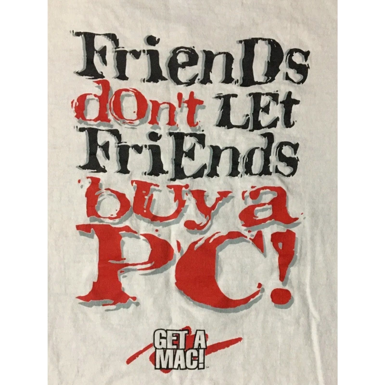 Vintage Vtg Mac Friends Don’t Let Friends Buy A PC Promo Shirt XL White Shirt Mens XL MacBook Humor 80s 90s Grunge Rock Tech Computer Joke Size US XL / EU 56 / 4 - 3 Thumbnail