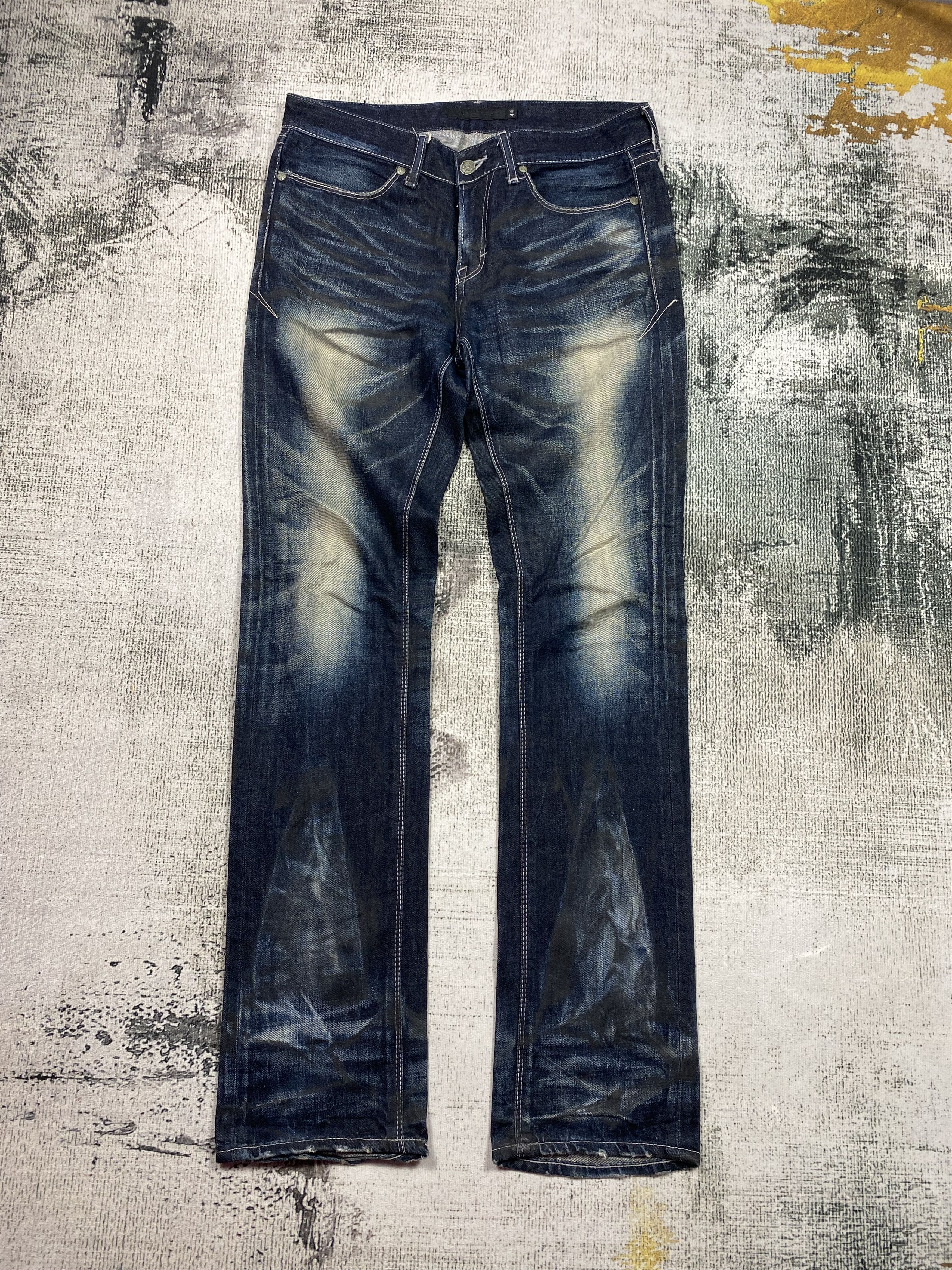 GOSTAR DE FUGA RARE🔥Japanese FUGA Faded Honeycomb Distressed Denim Size US 31 - 1 Thumbnail